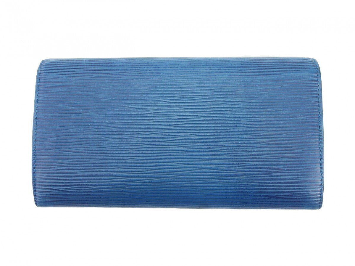 Louis Vuitton Long Purse M63575 Pochette Porto Blue Wallet Case