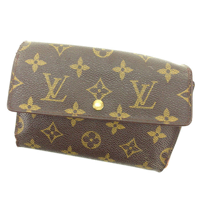 Louis Vuitton Tri-fold M61202 Porte TresorEtui Papie Brown Wallet Case T2696
