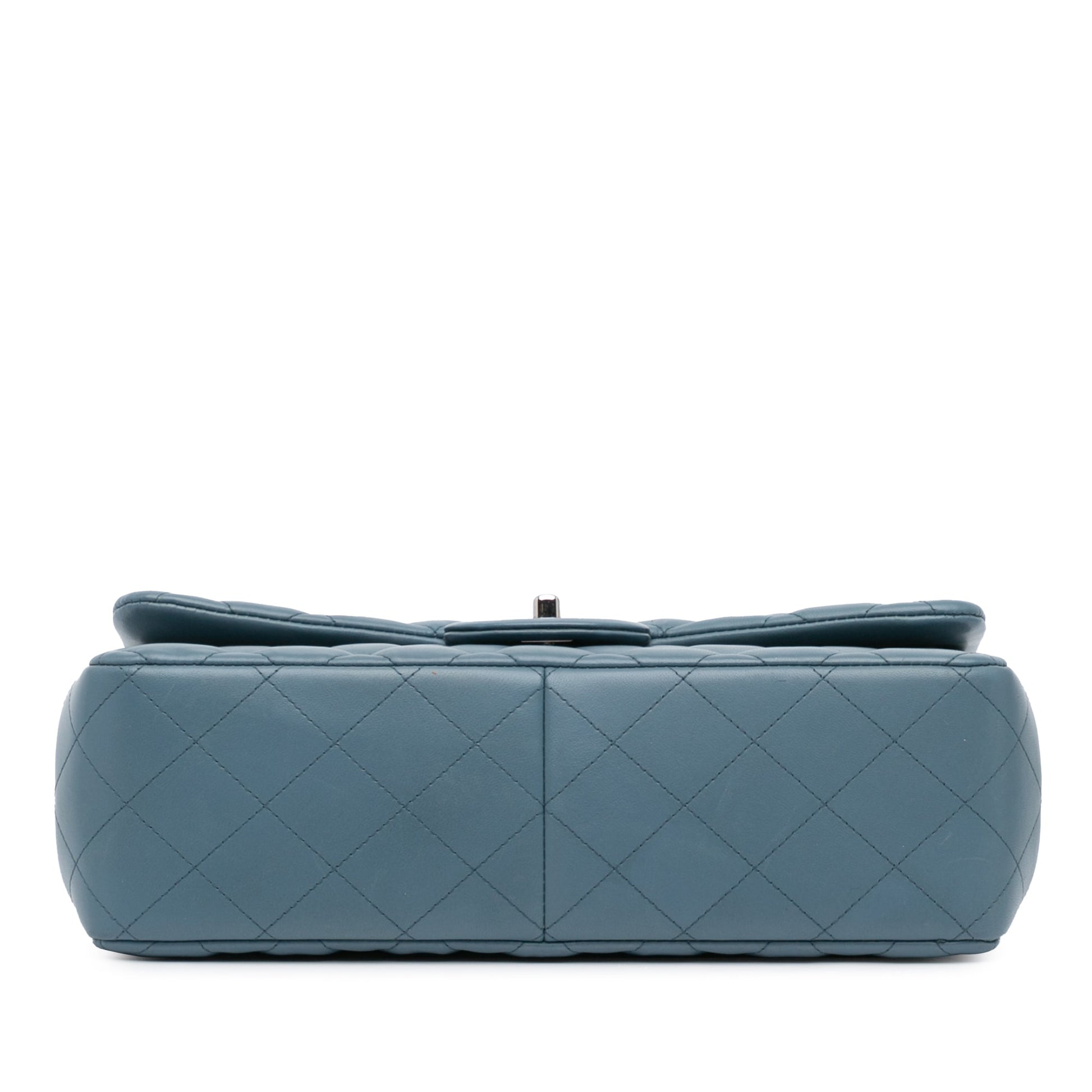 Blue Chanel Jumbo Classic Lambskin Double Flap Shoulder Bag