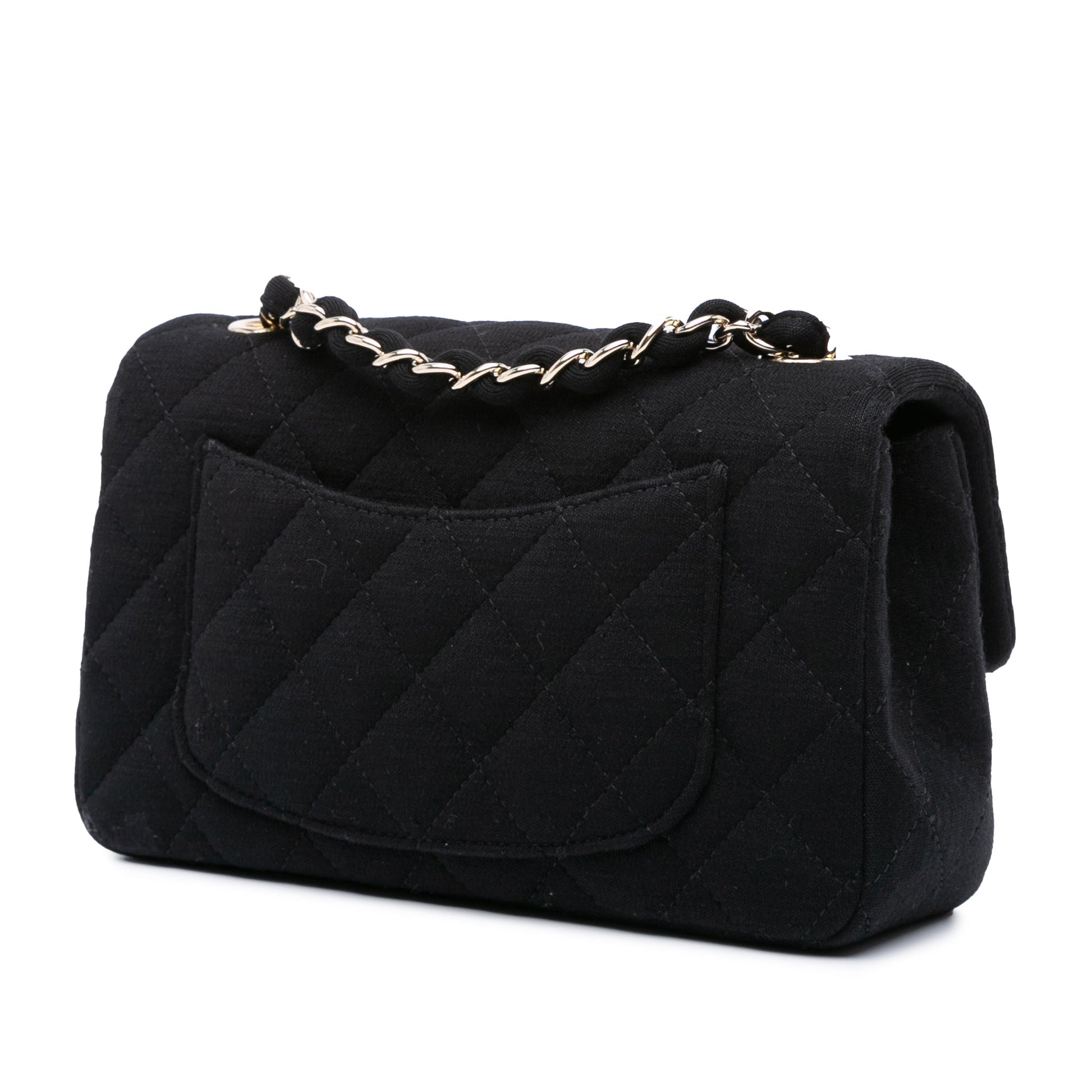 Black Chanel Mini Rectangular Classic Jersey Single Flap Crossbody Bag