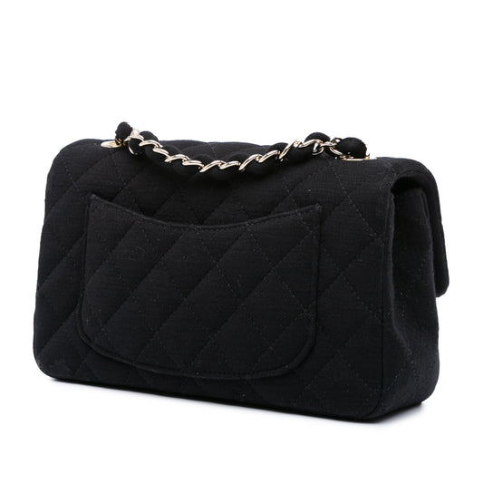 Black Chanel Mini Rectangular Classic Jersey Single Flap Crossbody Bag
