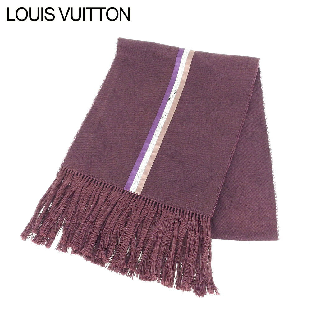 Louis Vuitton Scarf Purple Brown Silver