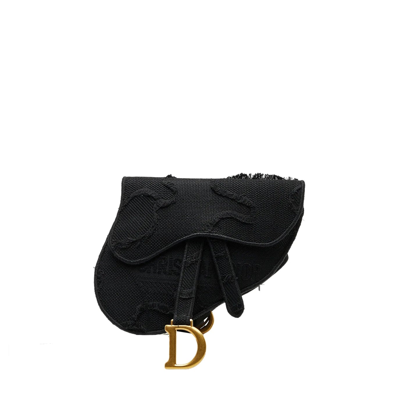 Dior Handbag Camouflage Saddle Belt Bag Canvas Black Embroidered