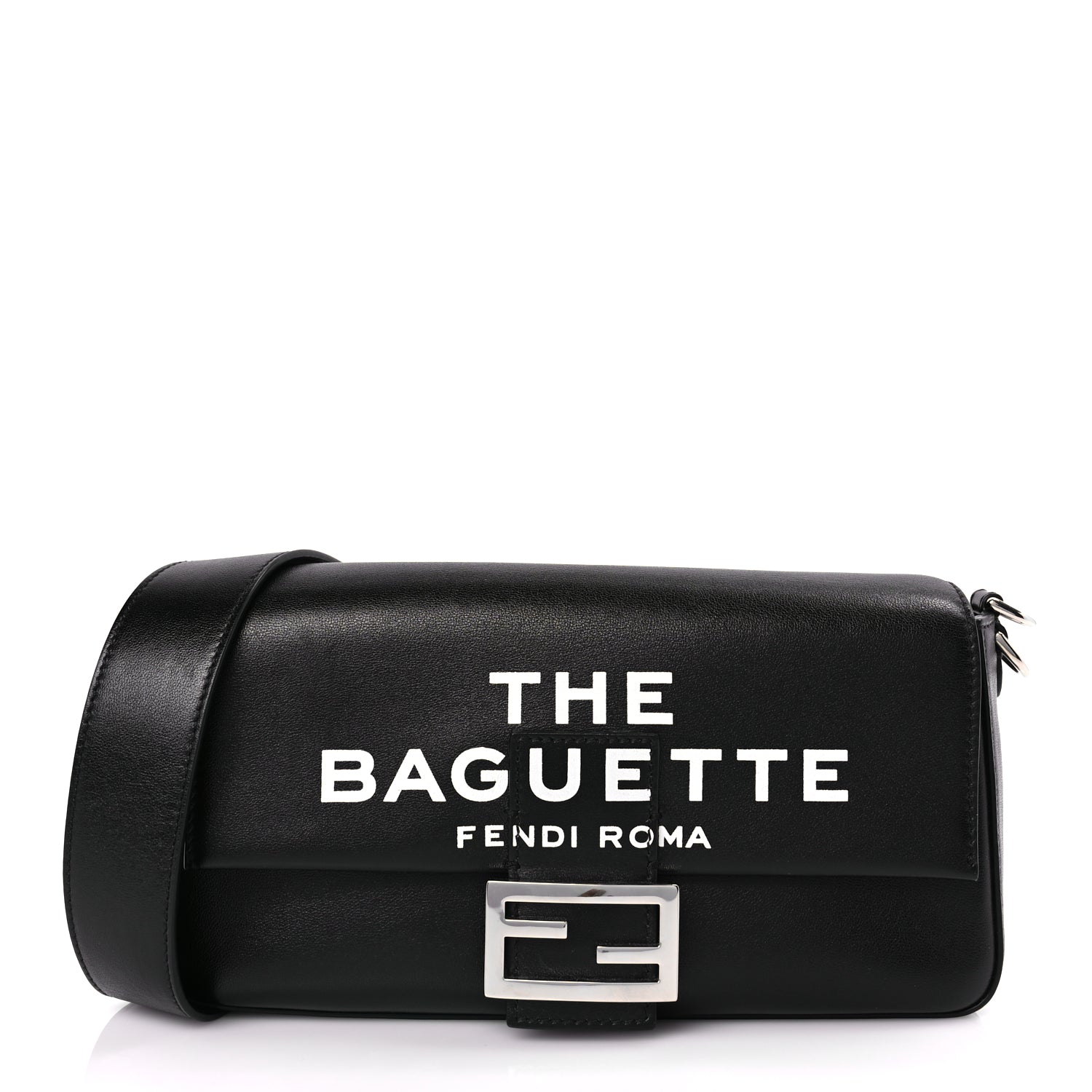 Fendi Handbag X Nappa Baguette Leather Black Medium Shoulder Bag