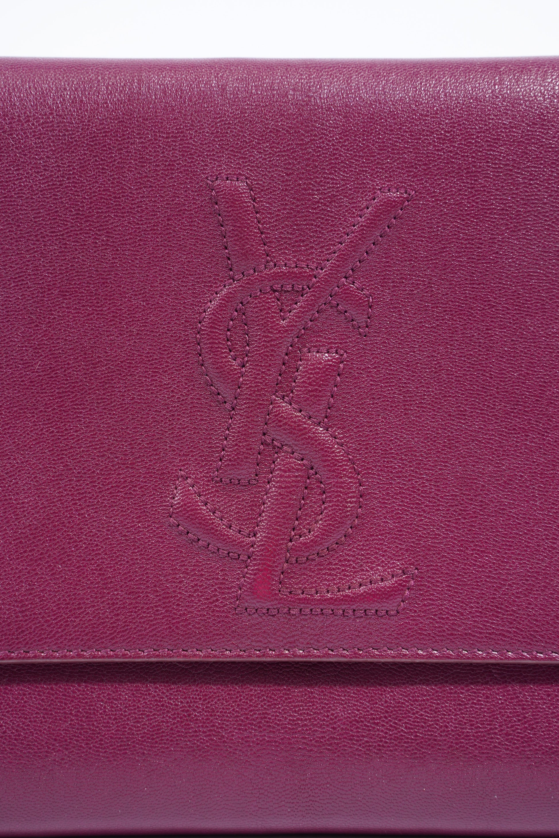 YSL Saint Laurent Clutch Leather Purple Flap Clutch Bag