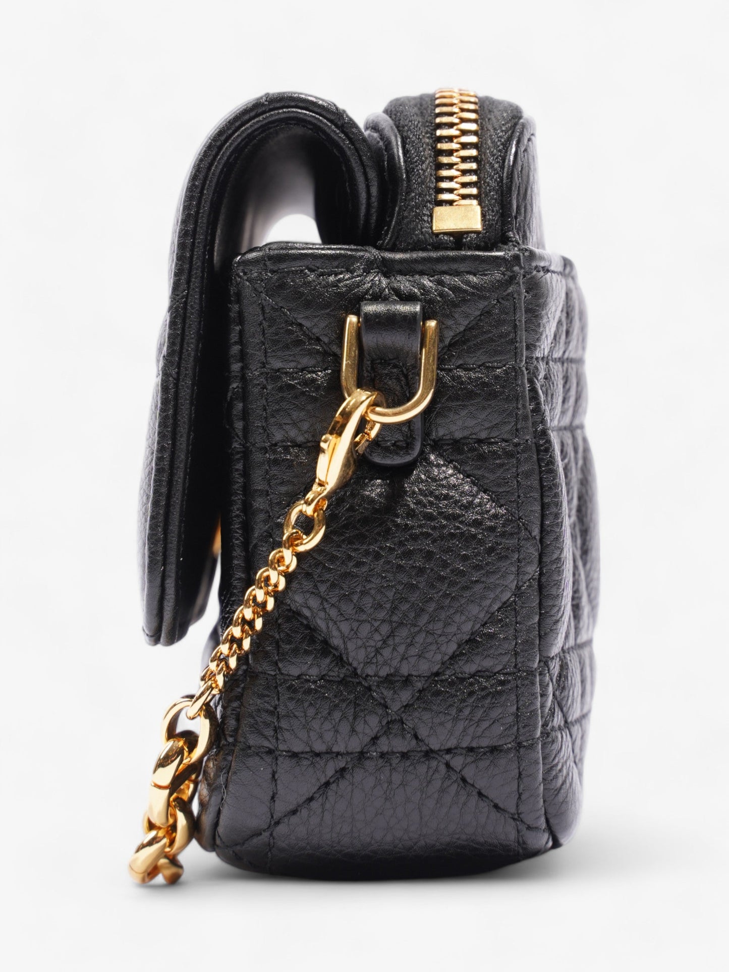 Dior Christian Caro Pouch Calfskin Crossbody Bag Leather Black