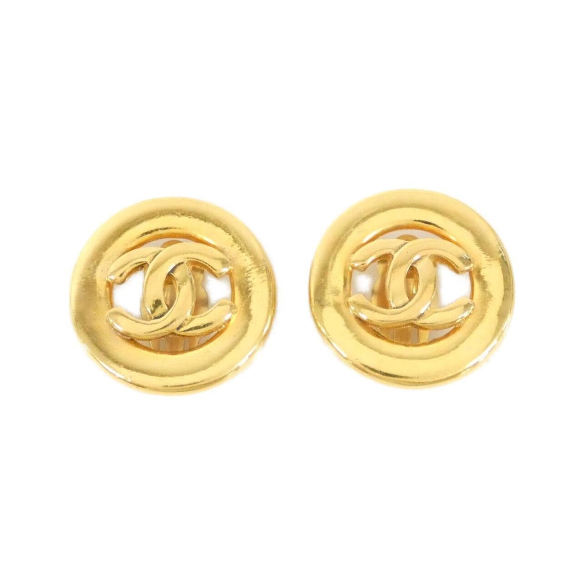 Chanel Logo Round Earrings