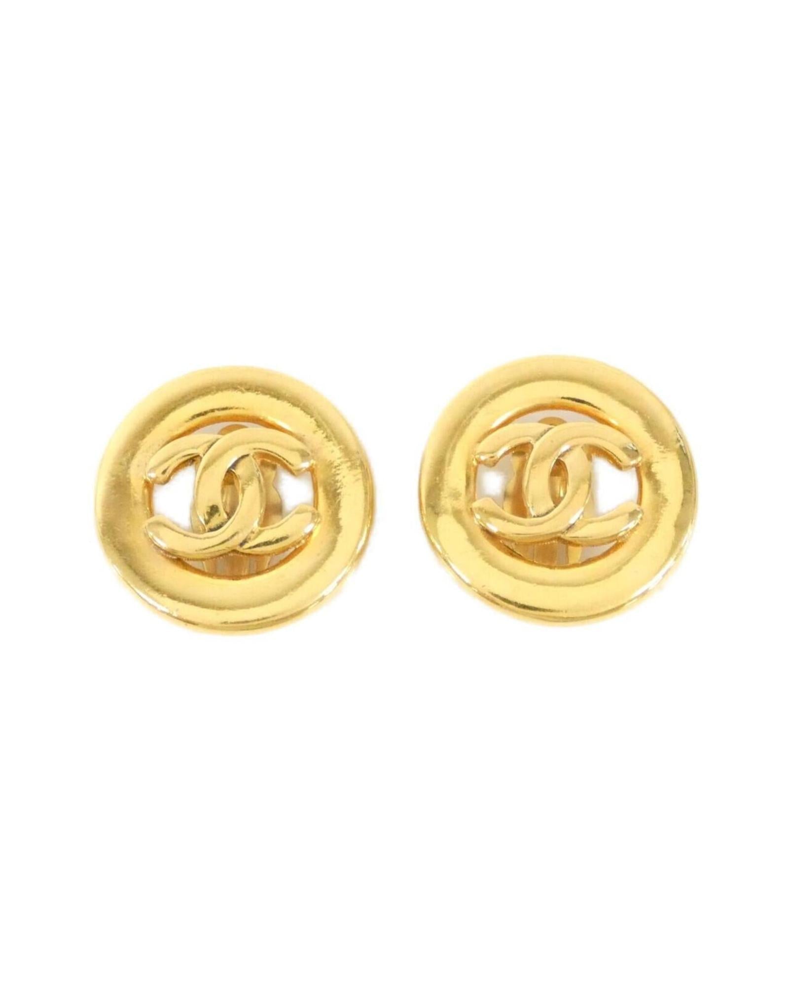 Chanel Logo Round Earrings