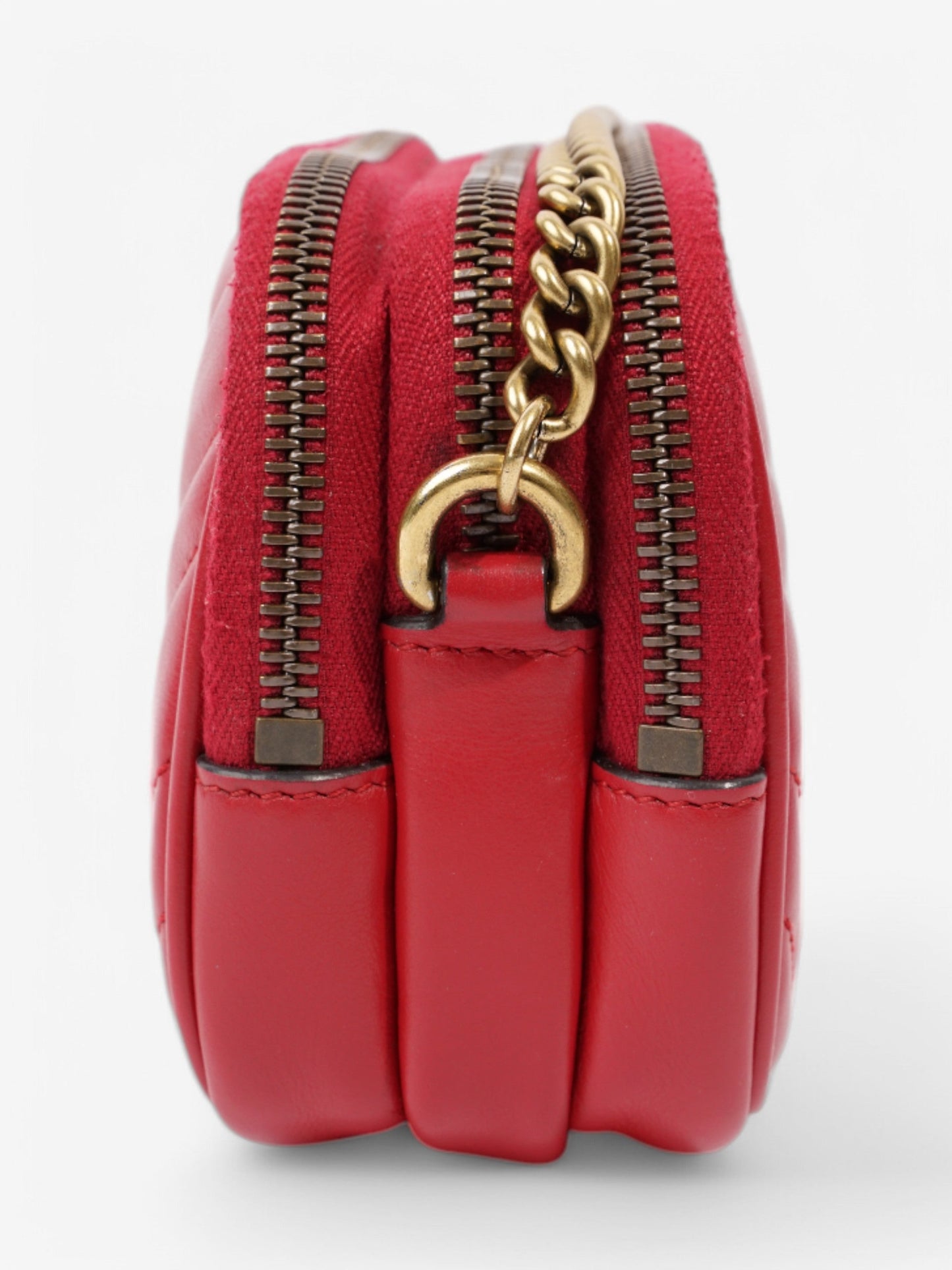 Gucci Marmont Chain Hibiscus Calfskin Crossbody Bag Leather Red