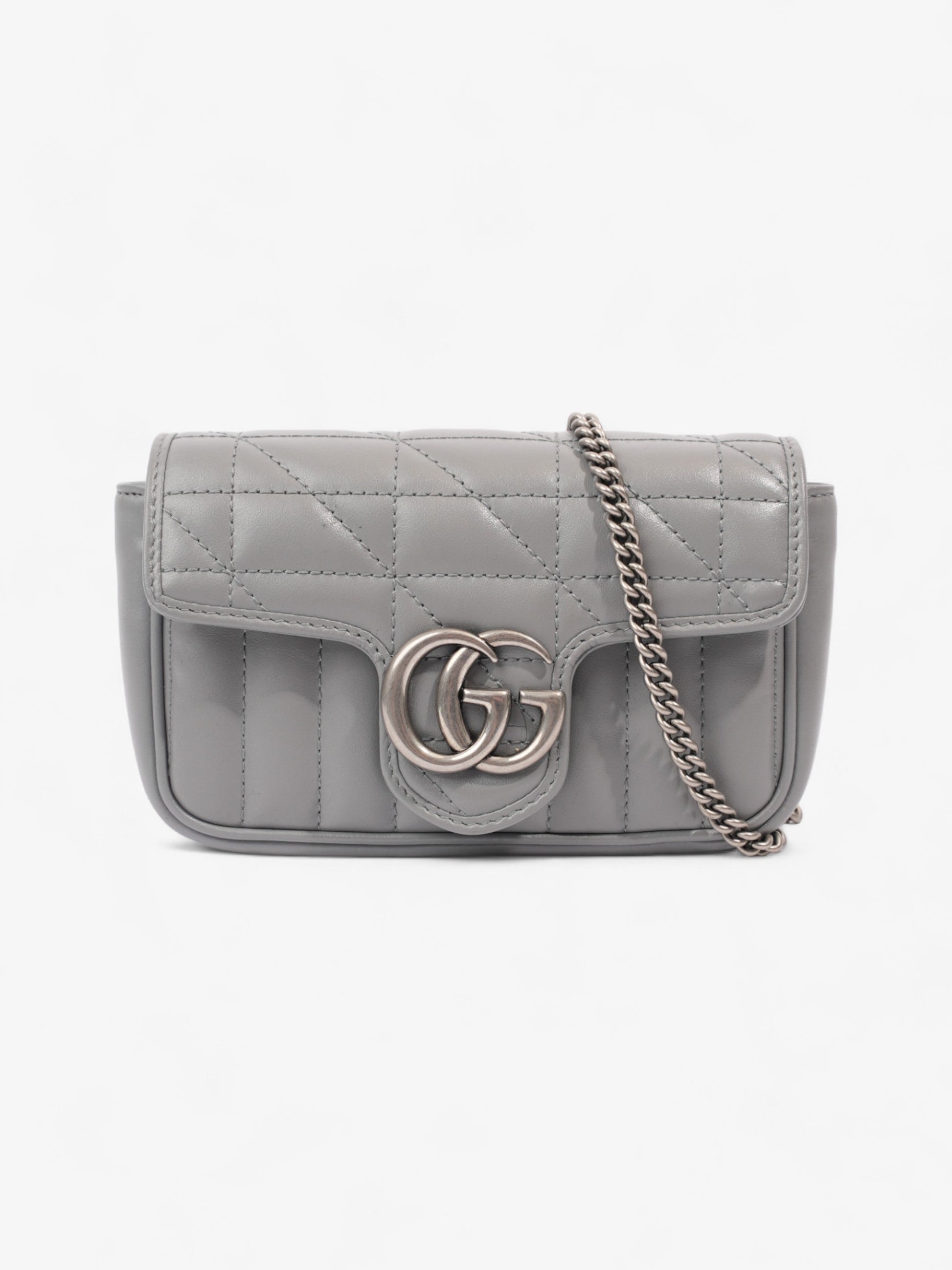 Gucci Marmont Grey Super Crossbody Bag Leather Matelasse