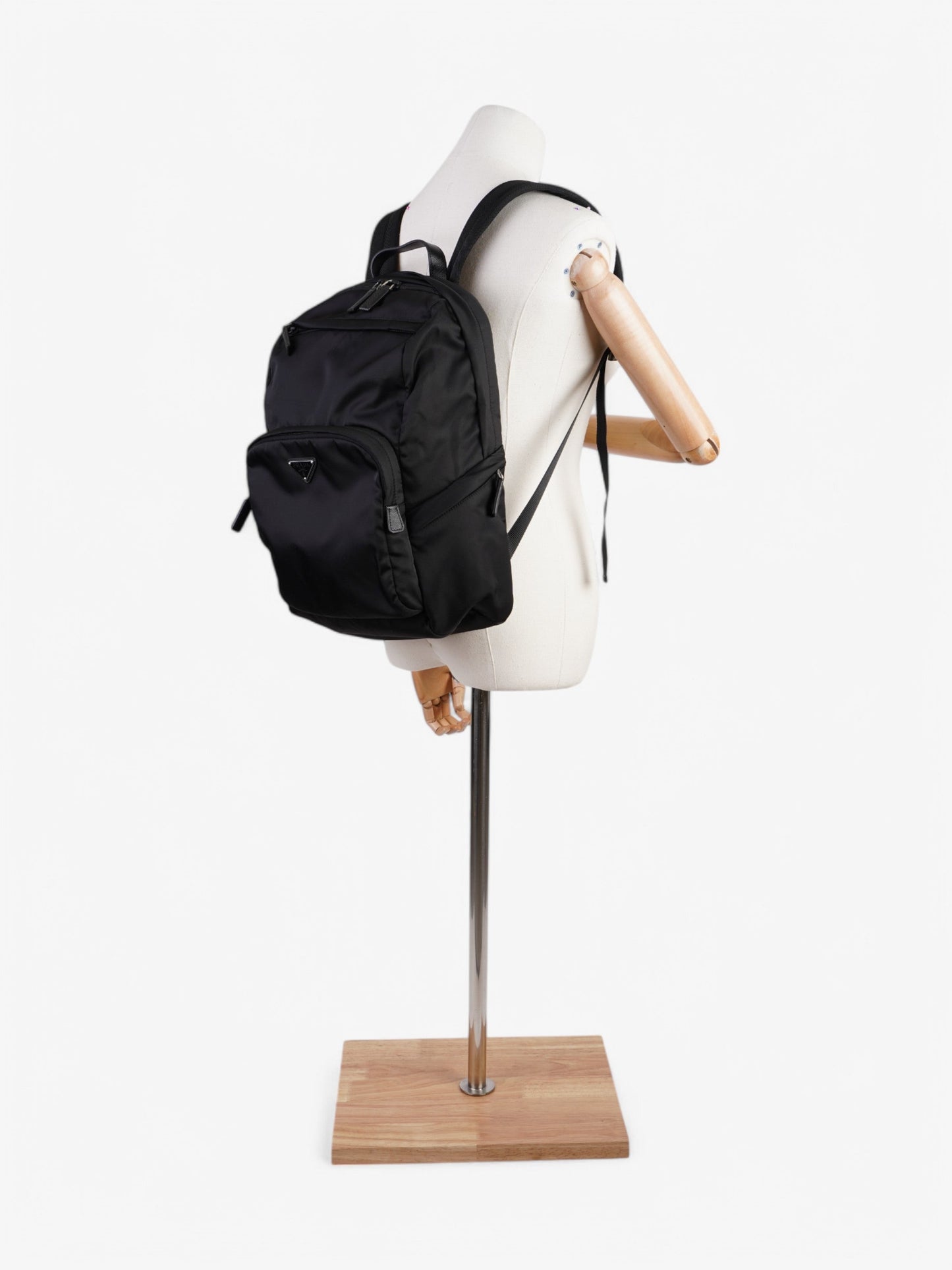 Prada Triangle Backpack Re Nylon Black Logo