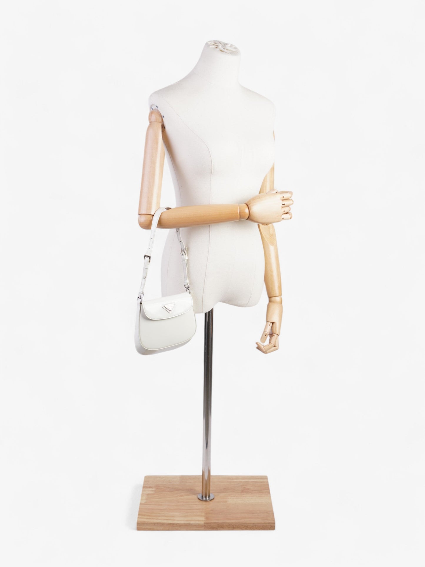 Prada Cleo Shoulder Bag Leather White Mini