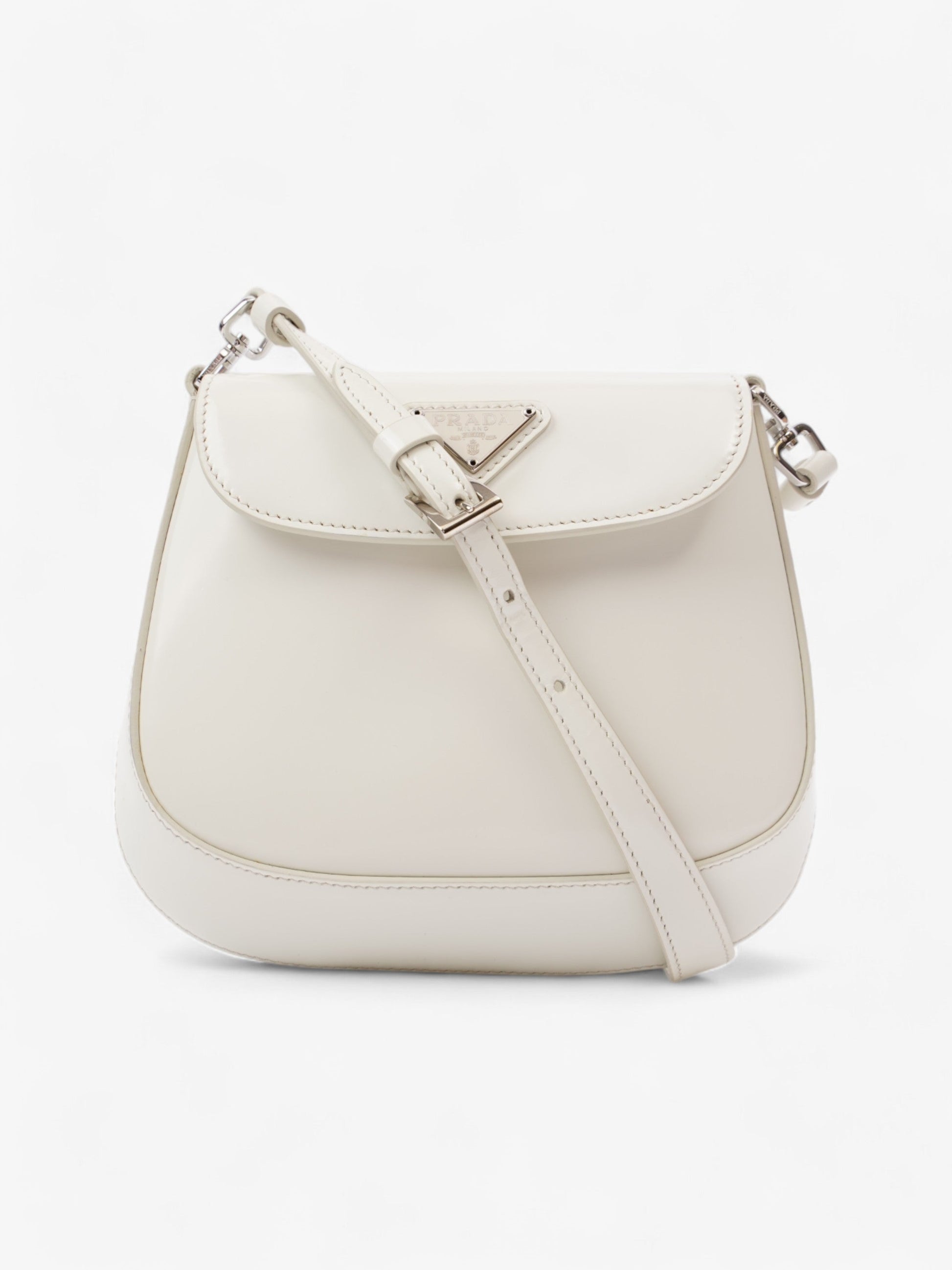 Prada Cleo Shoulder Bag Leather White Mini