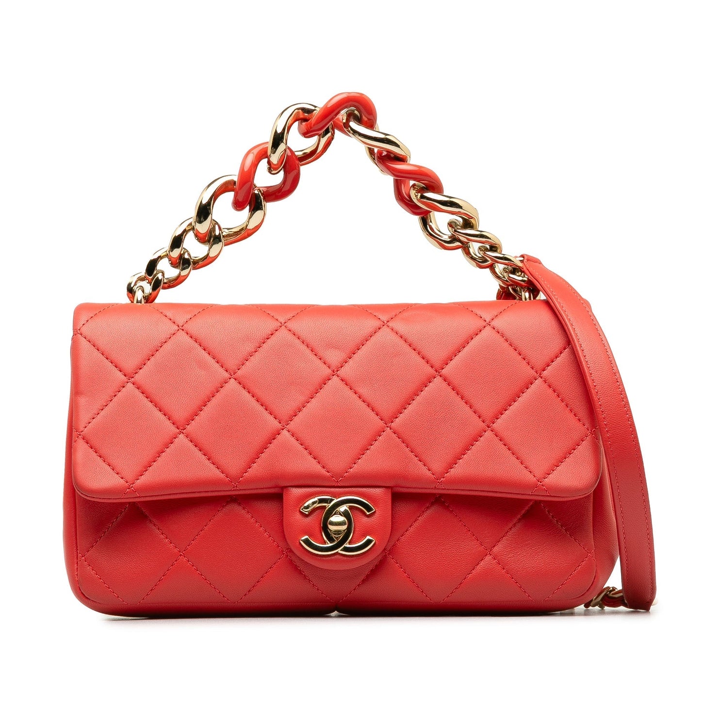 CHANEL Small Lambskin Elegant Chain Single Flap Satchel