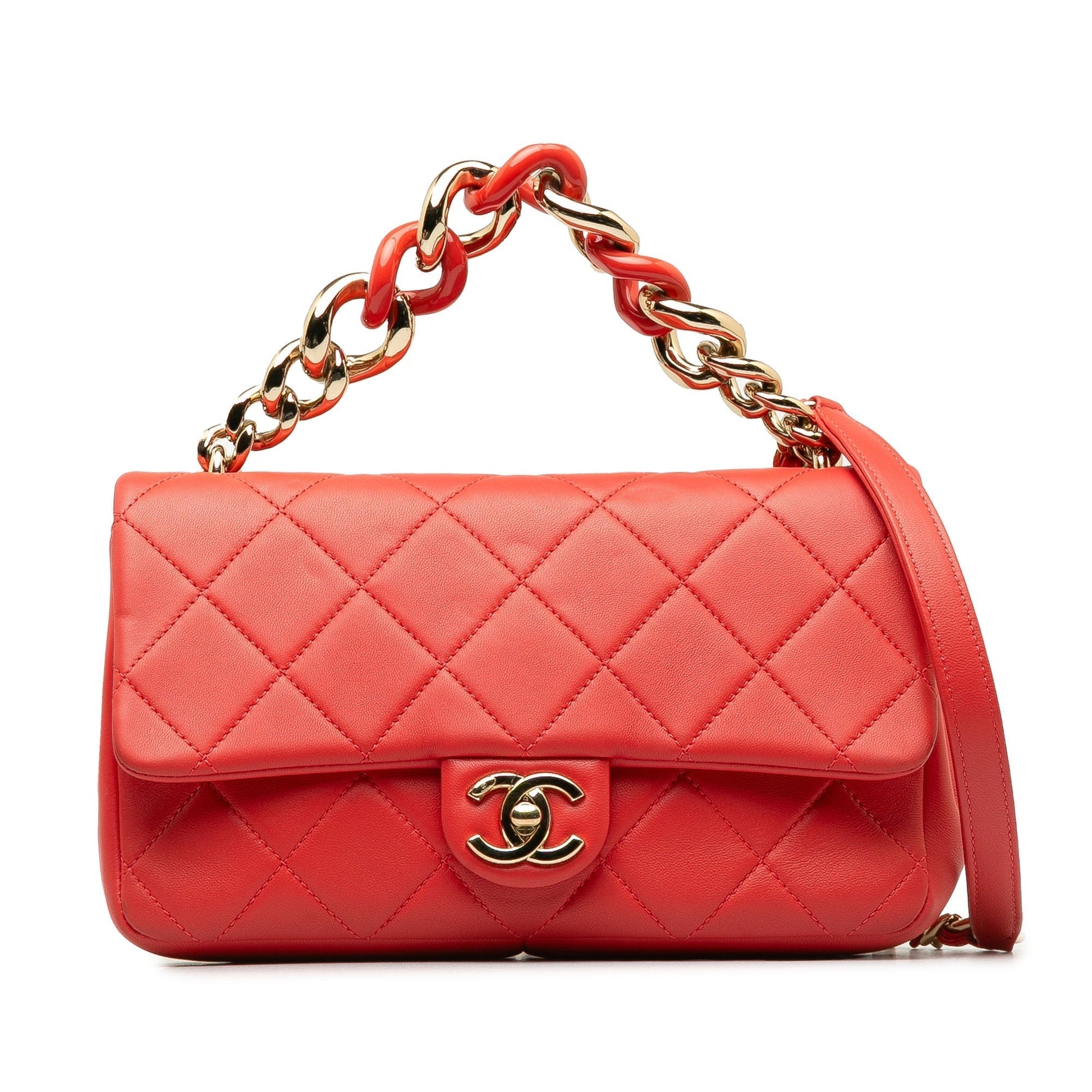 CHANEL Small Lambskin Elegant Chain Single Flap Satchel