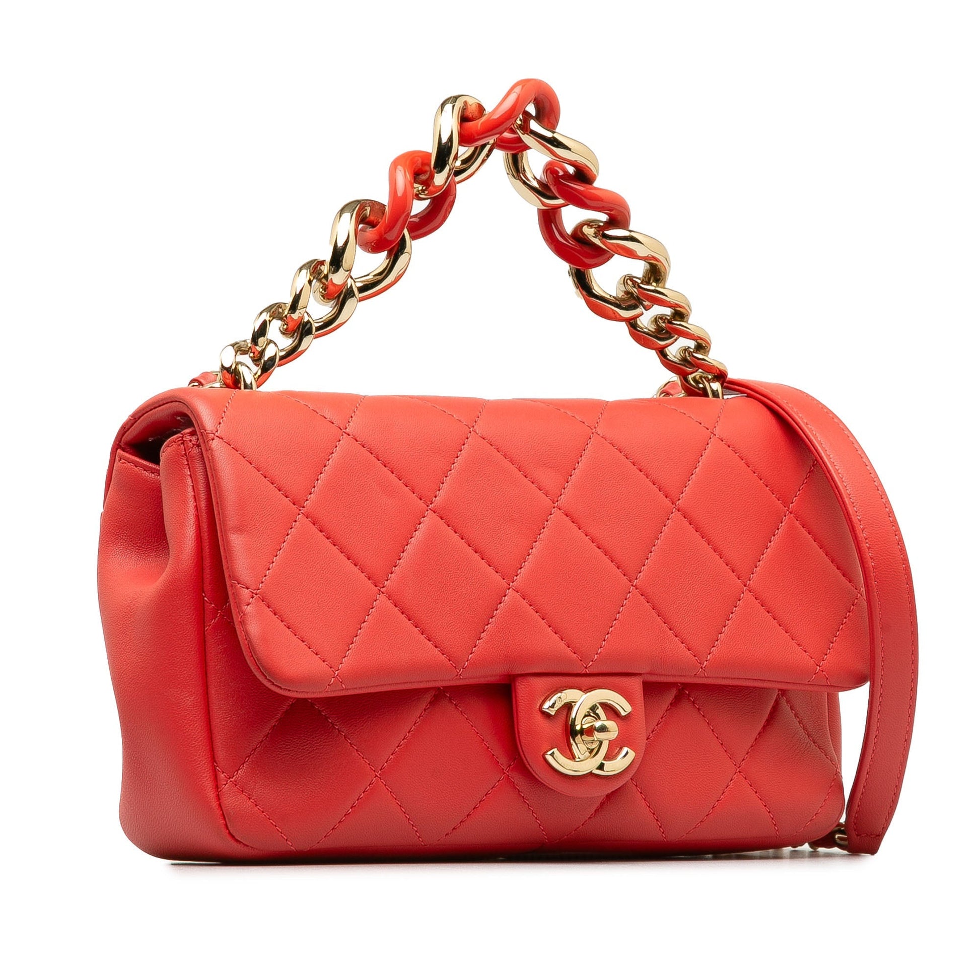 CHANEL Small Lambskin Elegant Chain Single Flap Satchel