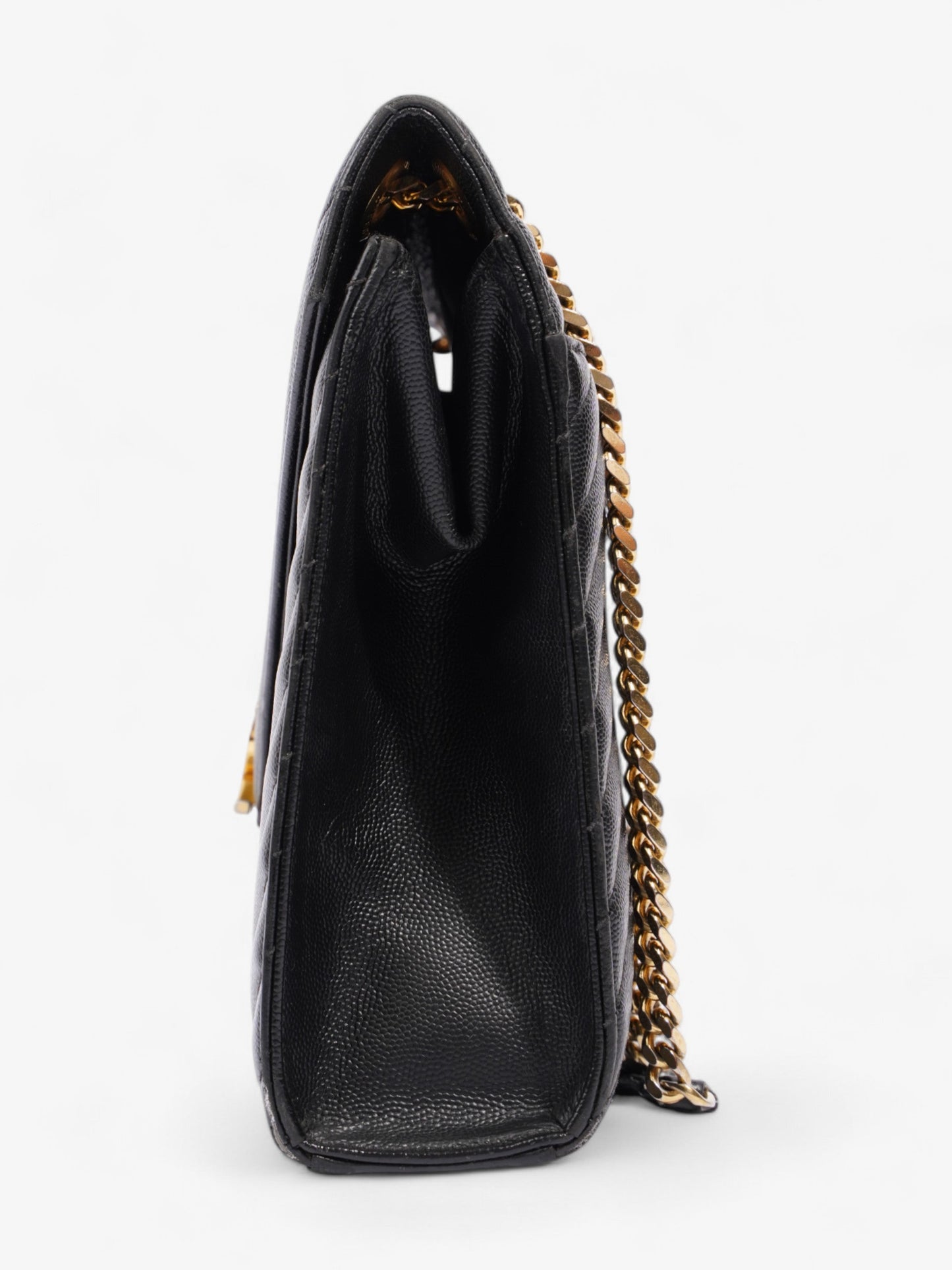 YSL Saint Laurent Envelope Grained Shoulder Bag Leather Black Large Grained Leather Large
