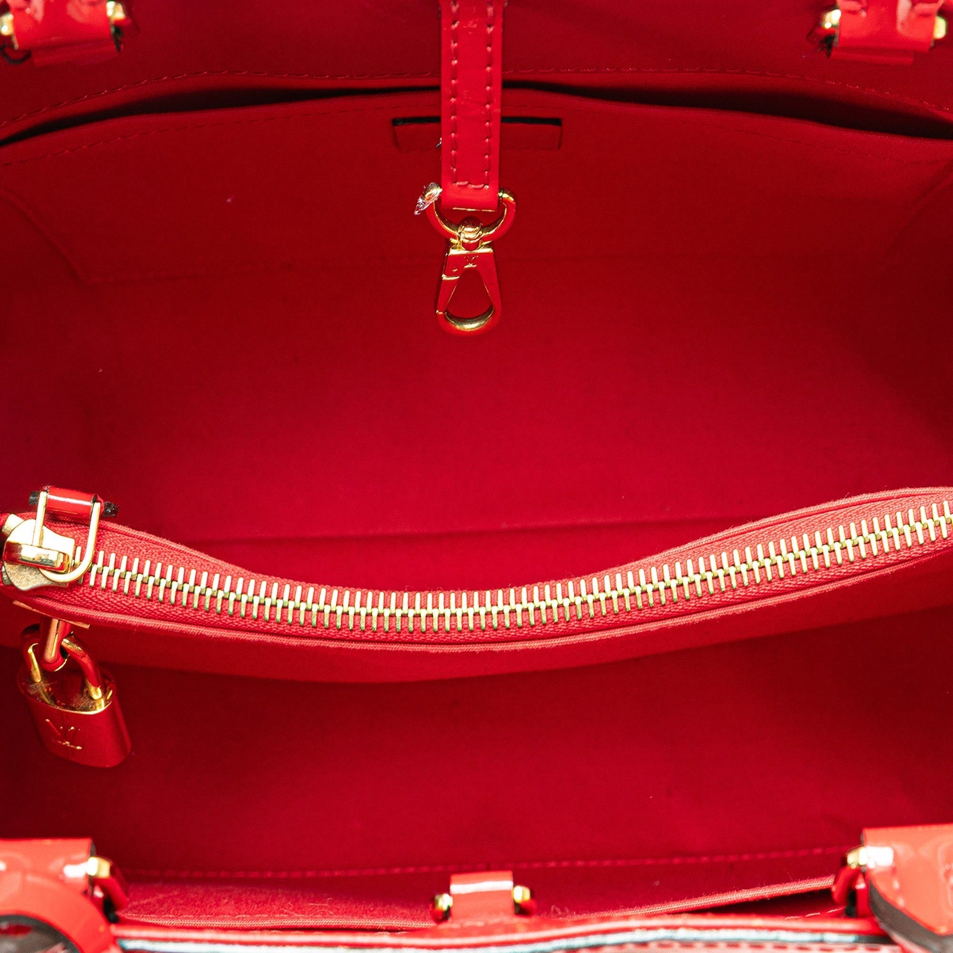 Red Louis Vuitton Monogram Vernis Montaigne MM Satchel