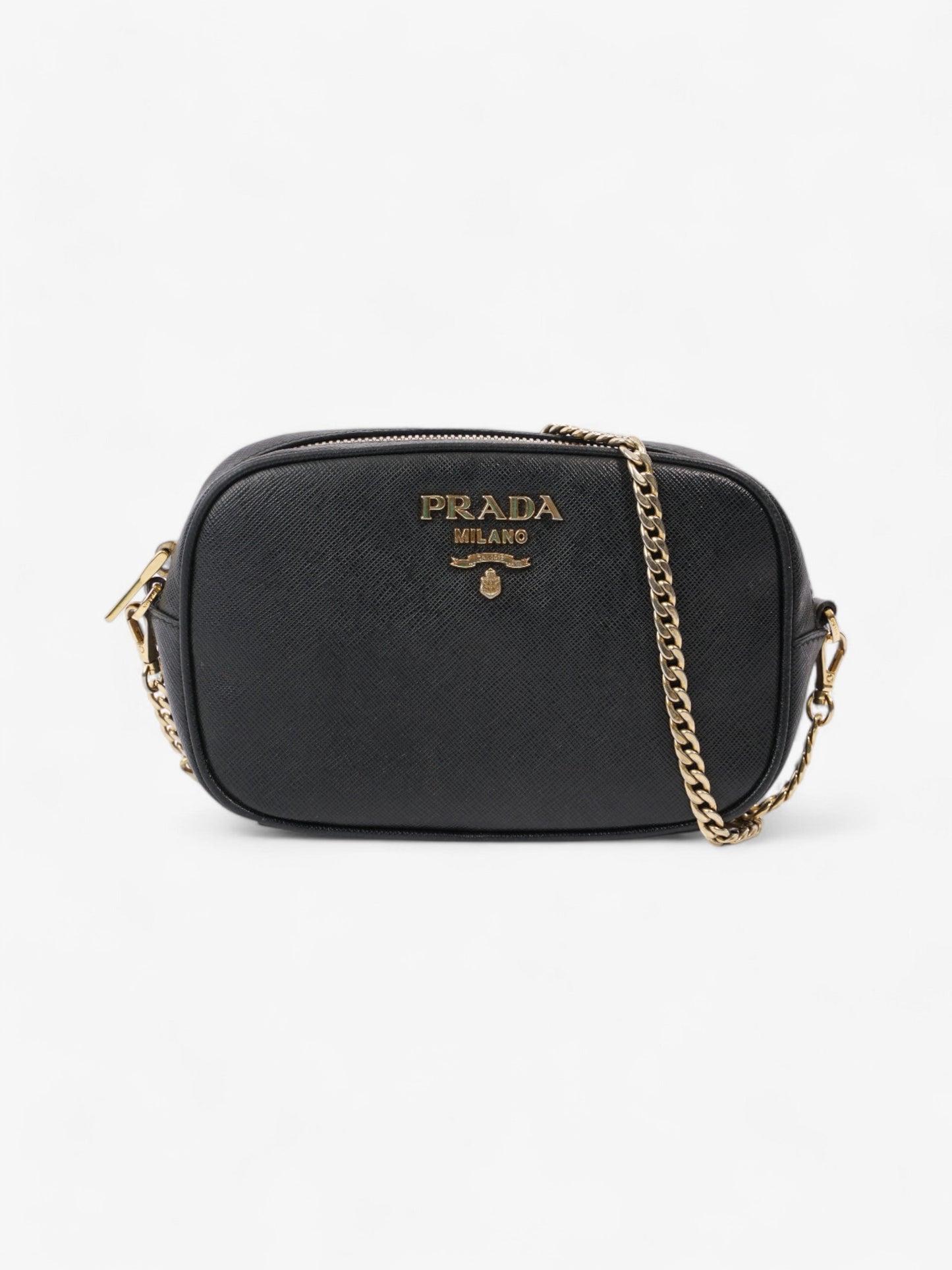 Prada Camera Bag Leather Saffiano Black Crossbody Bag