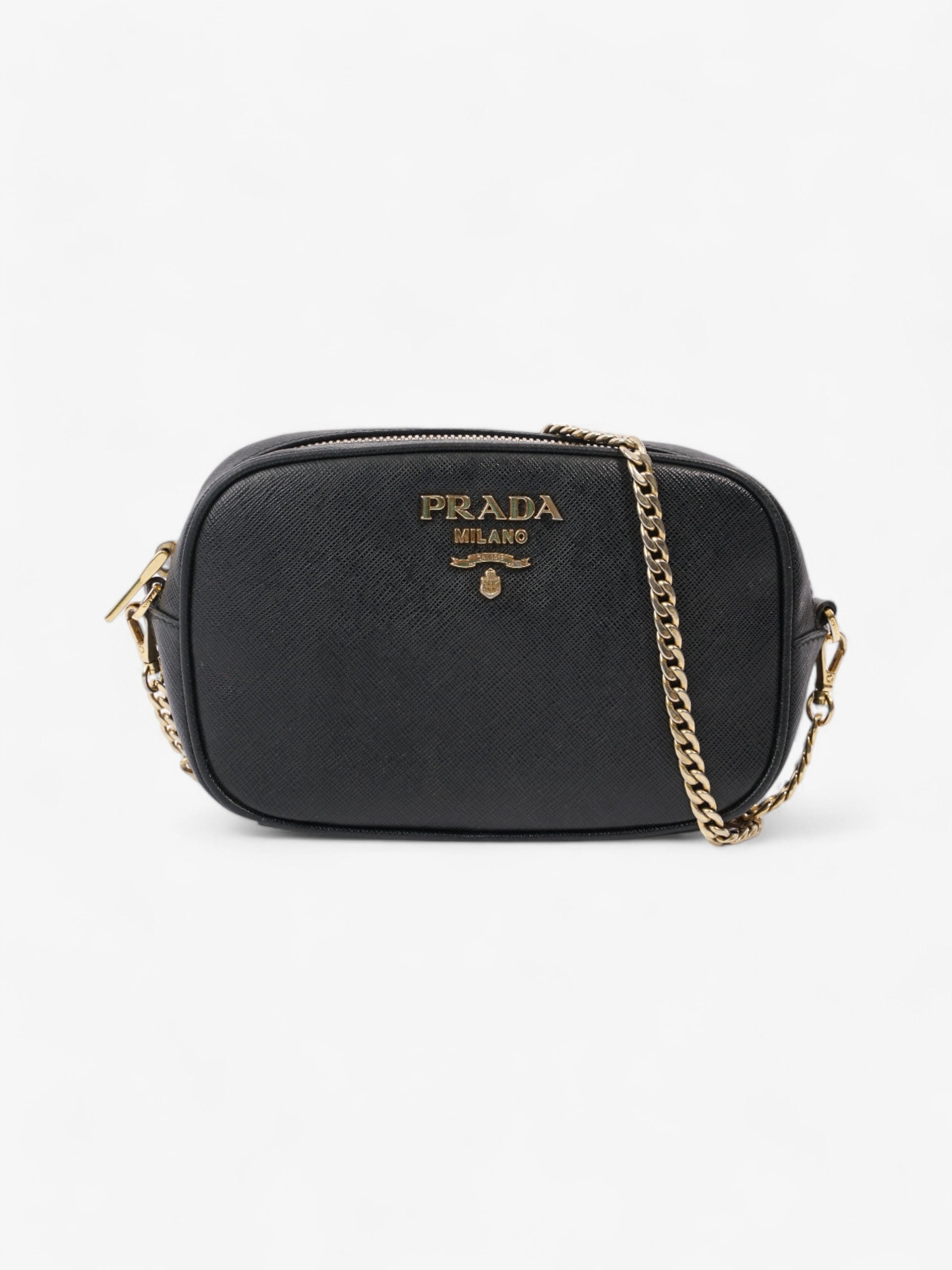 Prada Camera Bag Leather Saffiano Black Crossbody Bag