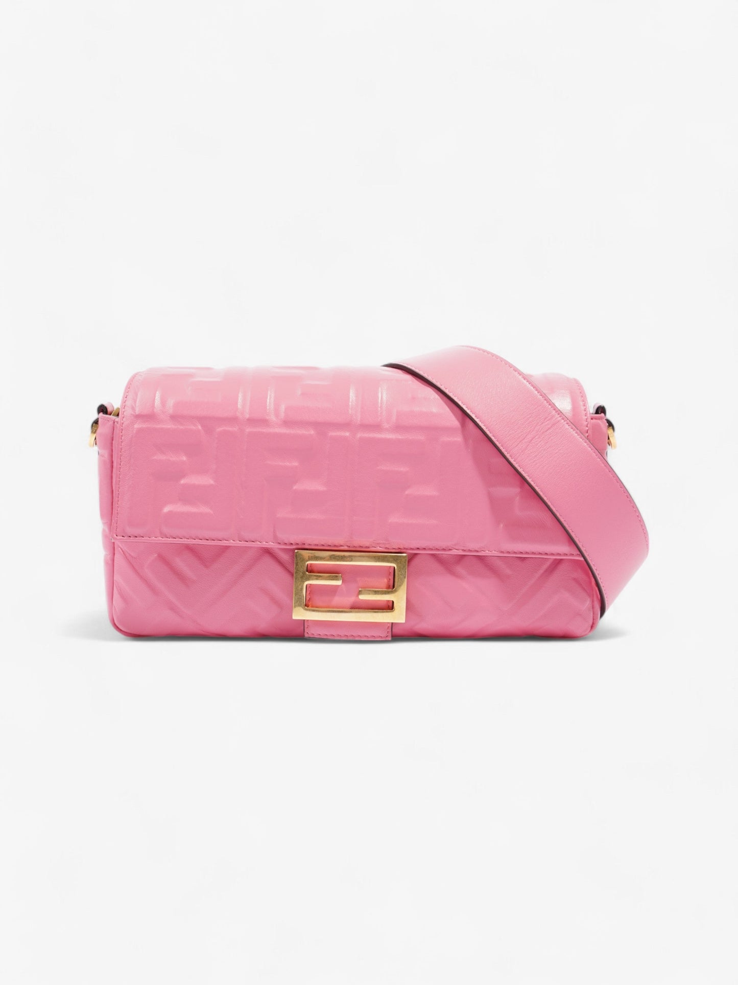 Fendi Baguette Fluorescent Nappa Shoulder Bag Leather Pink