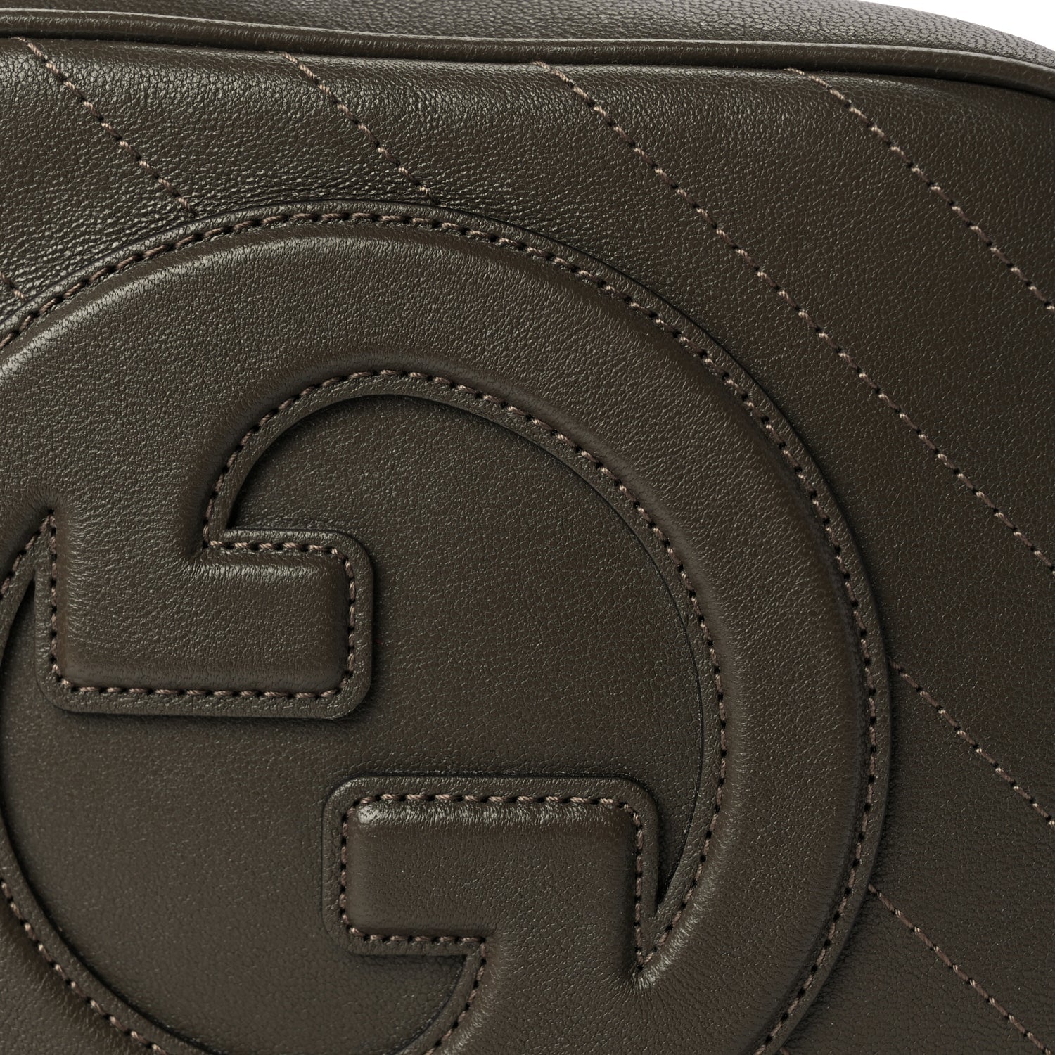 Gucci Sakai Be Green Calfskin Diagonal Stitched Small Blondie Shoulder Bag Craclet Brown