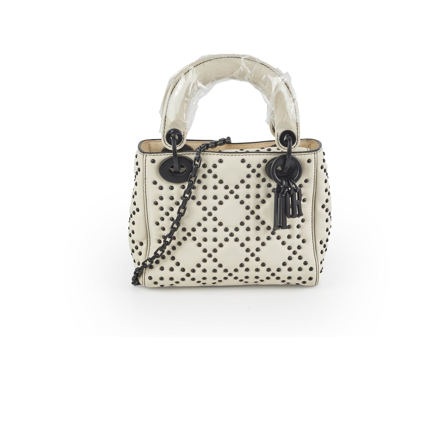 Dior Christian Lady Studded Ivory Crossbody Bag Mini