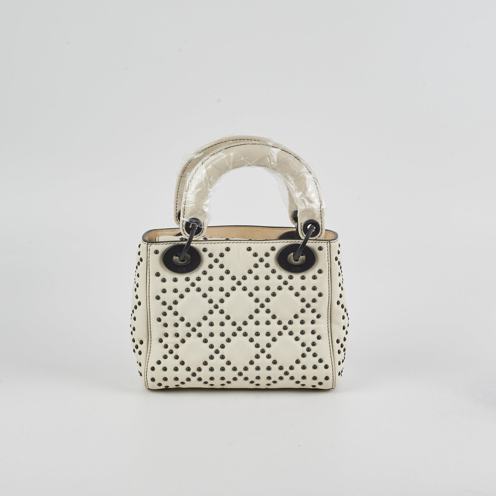 Dior Christian Lady Studded Ivory Crossbody Bag Mini
