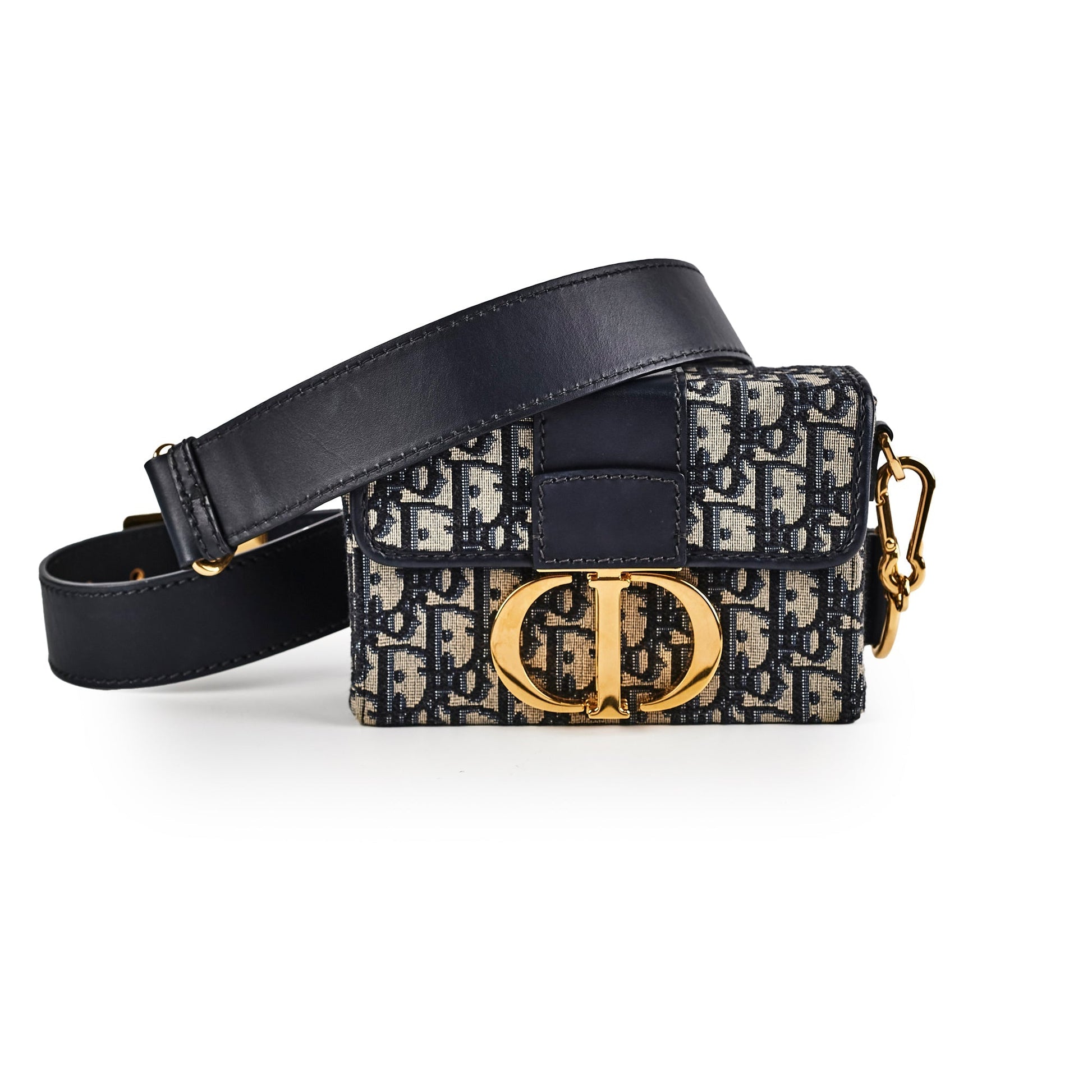 Dior Christian Montainge Box Oblique Crossbody Bag Navy