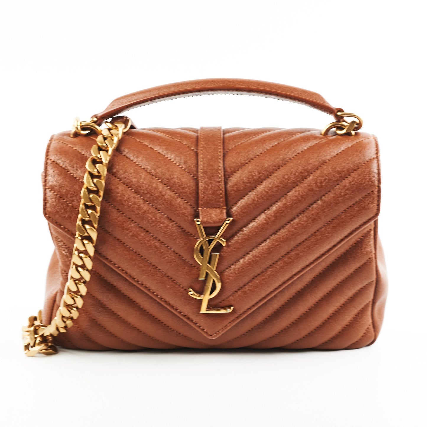 YSL Saint Laurent College Bag Brown Medium Crossbody Bag