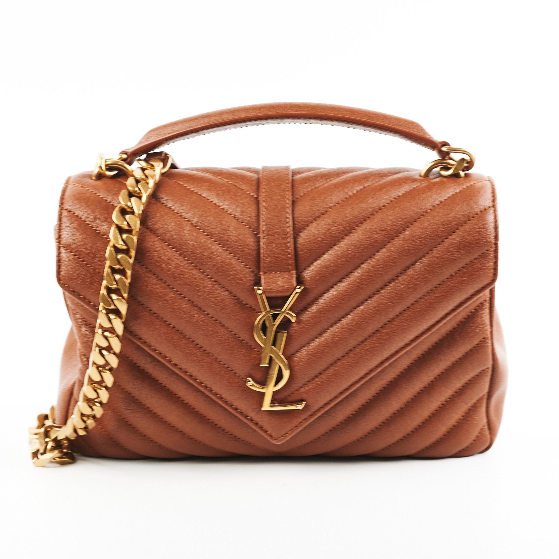 YSL Saint Laurent College Bag Brown Medium Crossbody Bag