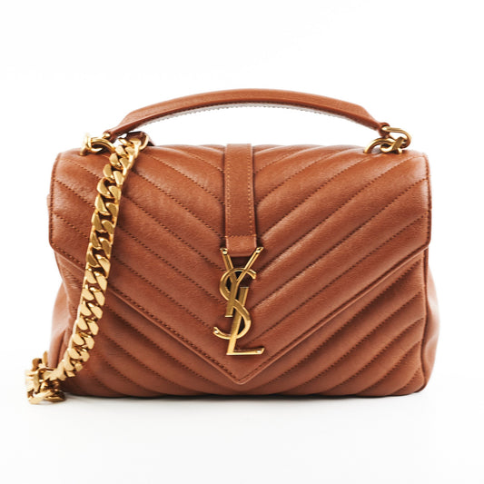 YSL Saint Laurent College Bag Brown Medium Crossbody Bag