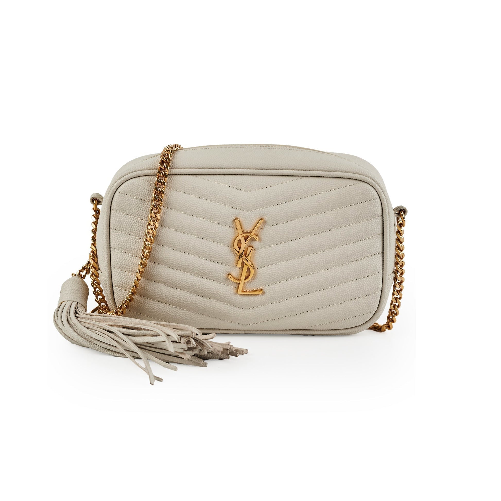 YSL Saint Laurent Lou Camera Bag Monogram Quilted Cream Crossbody Bag