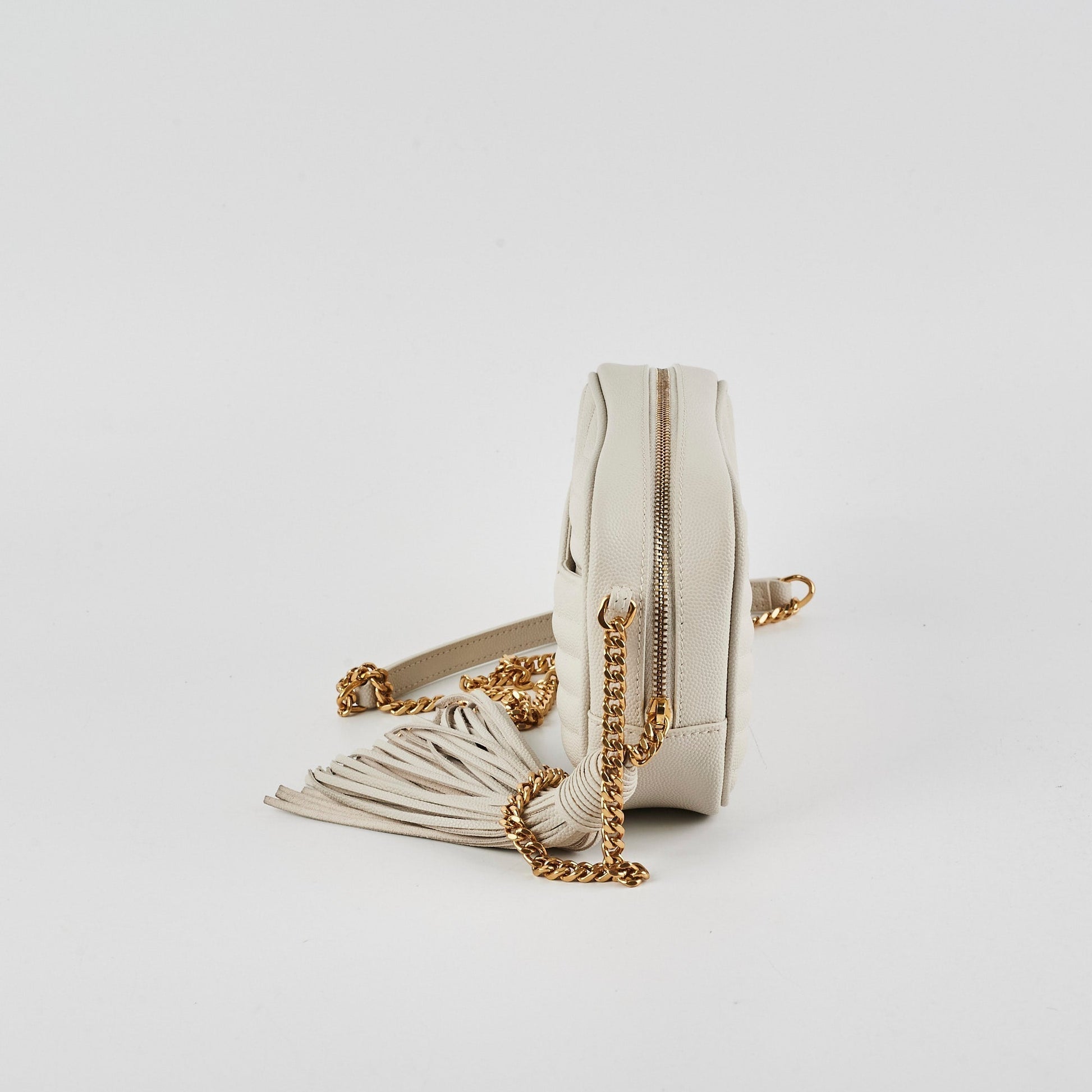 YSL Saint Laurent Lou Camera Bag Monogram Quilted Cream Crossbody Bag