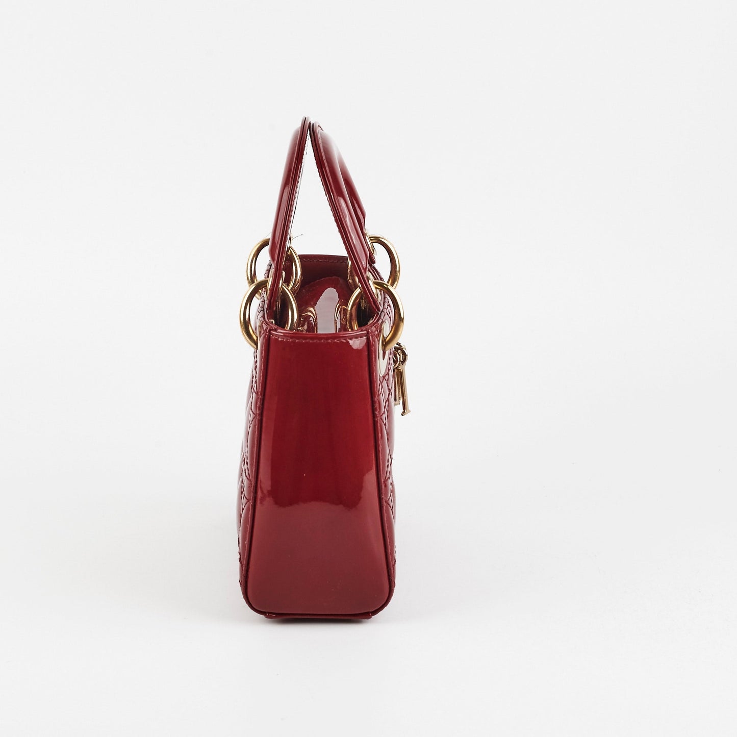Dior Christian Lady Crossbody Bag Patent Red Mini Mini Patent Red