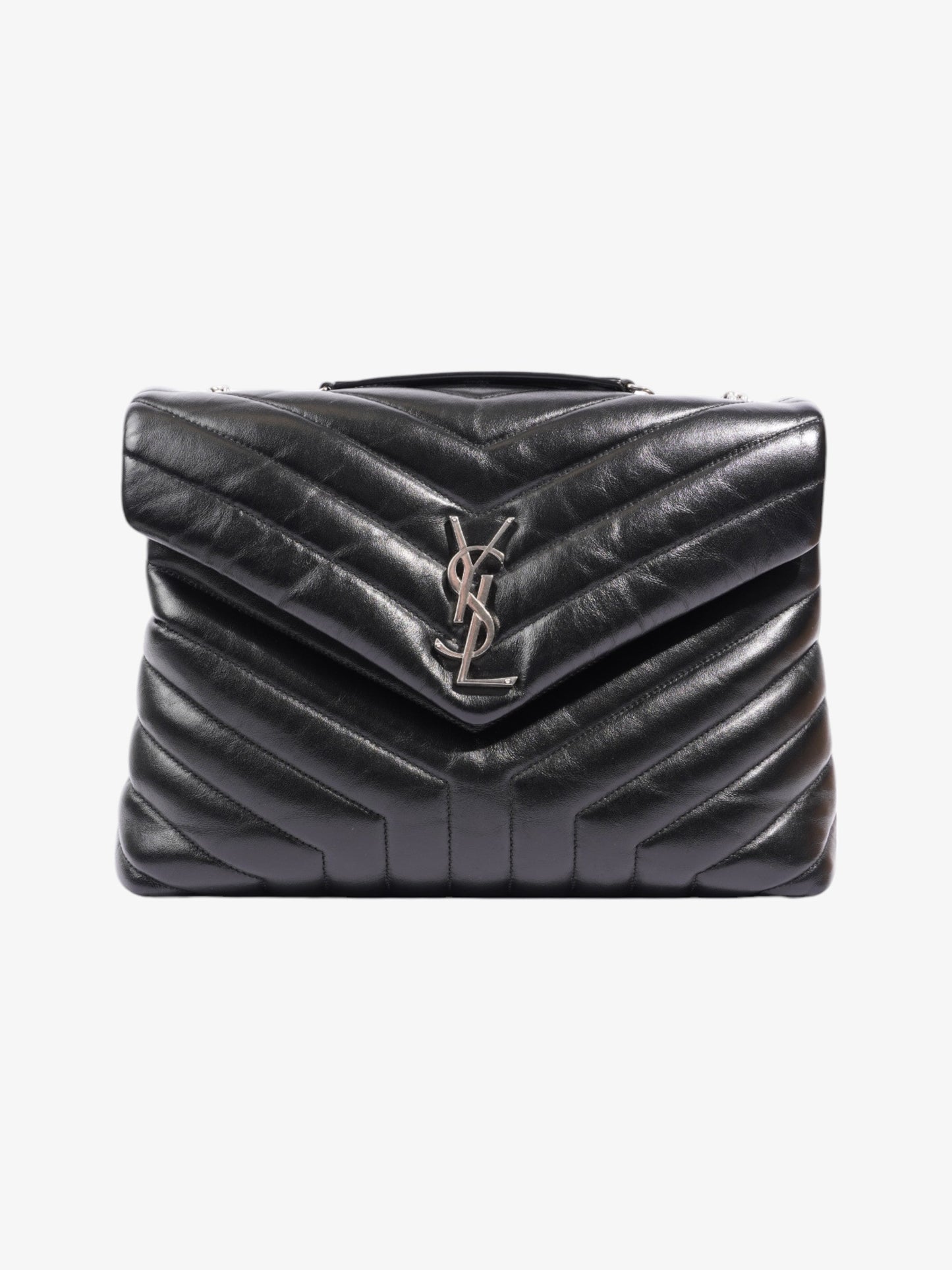 YSL Saint Laurent Lou Lou Puffer Shoulder Bag Leather Matelasse Black