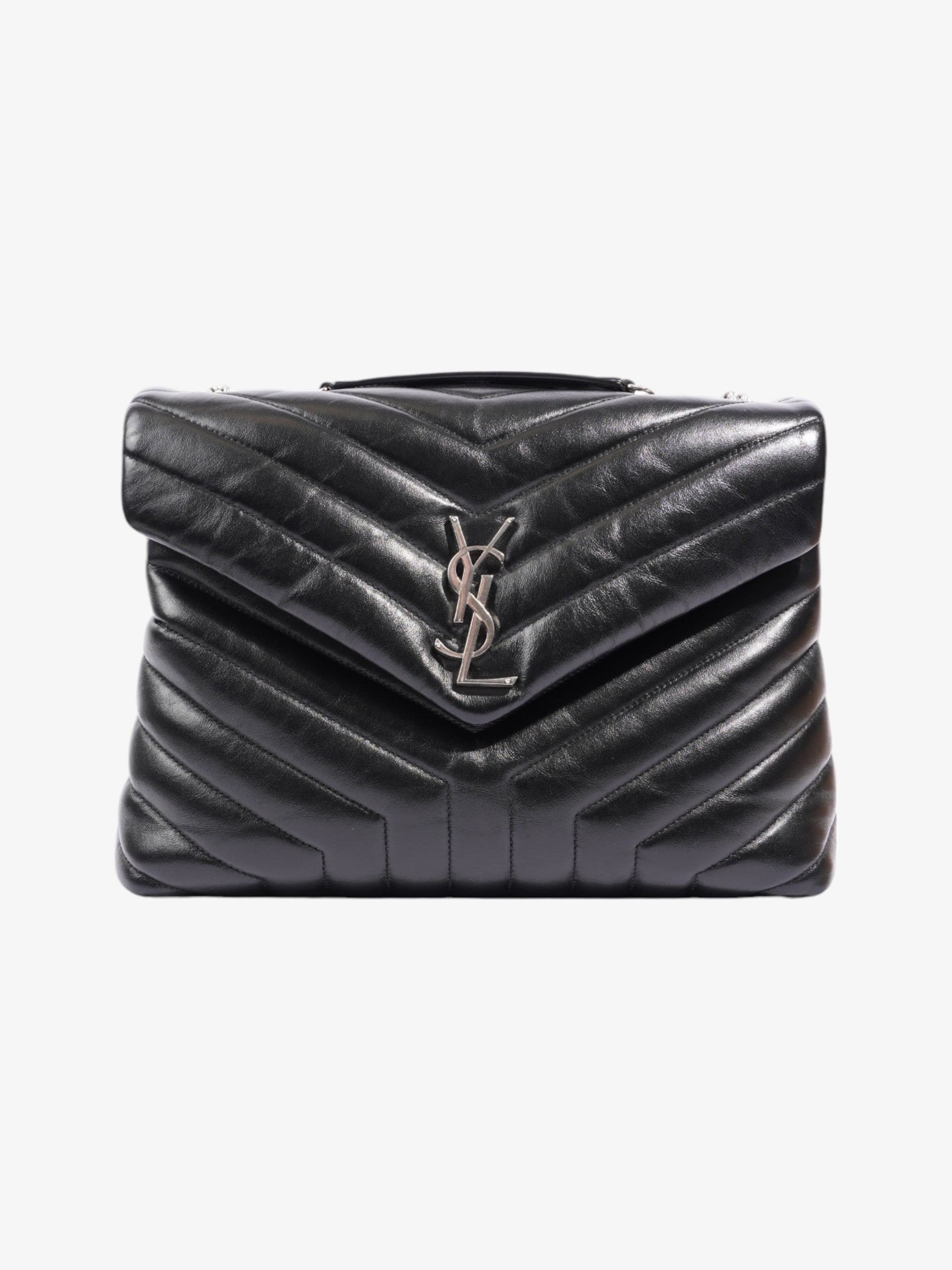 YSL Saint Laurent Lou Lou Puffer Shoulder Bag Leather Matelasse Black