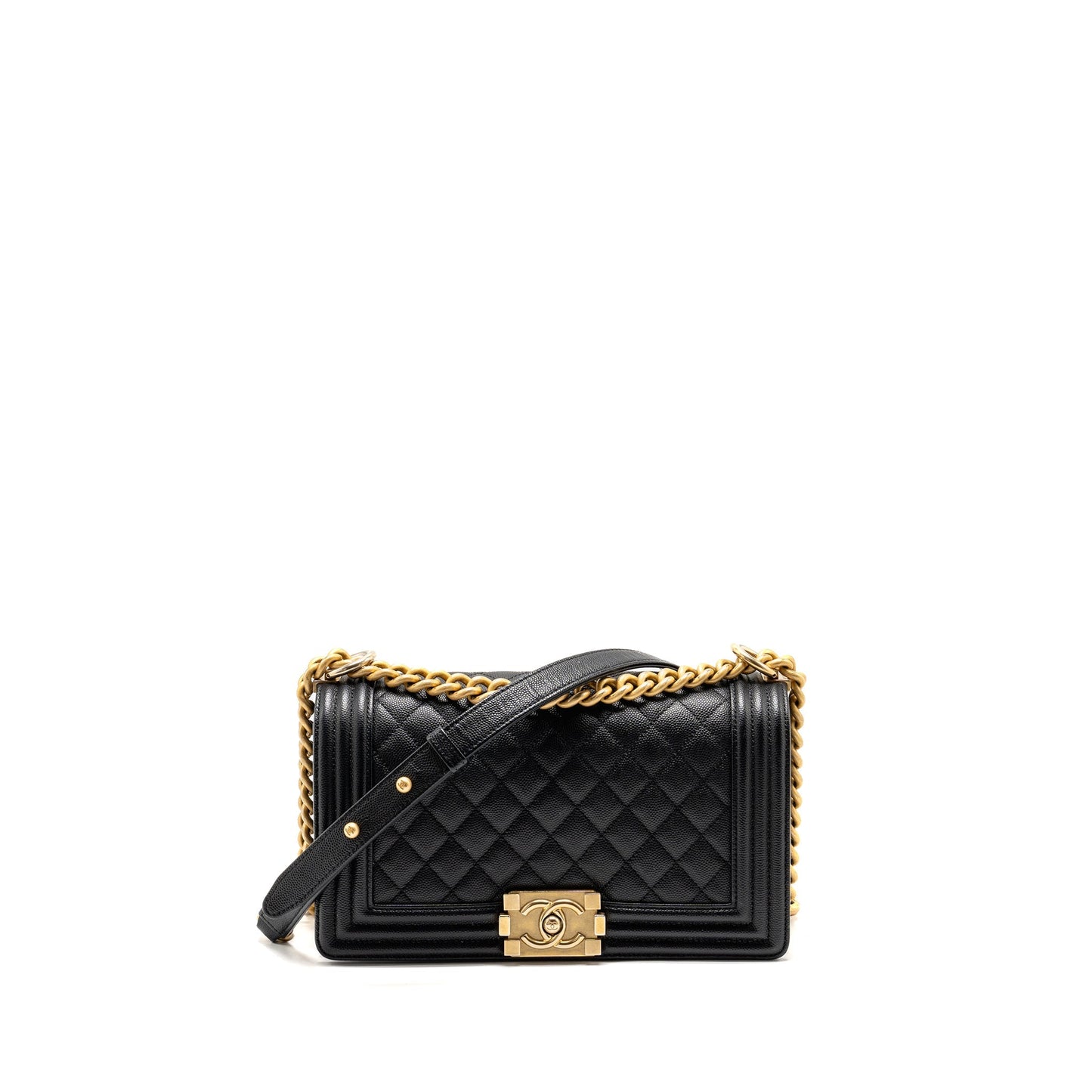 Chanel Boy Caviar GHW Black Handbag