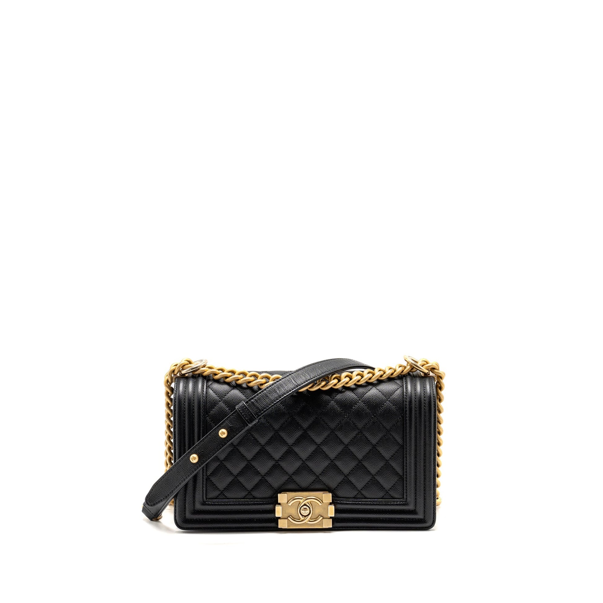 Chanel Boy Caviar GHW Black Handbag