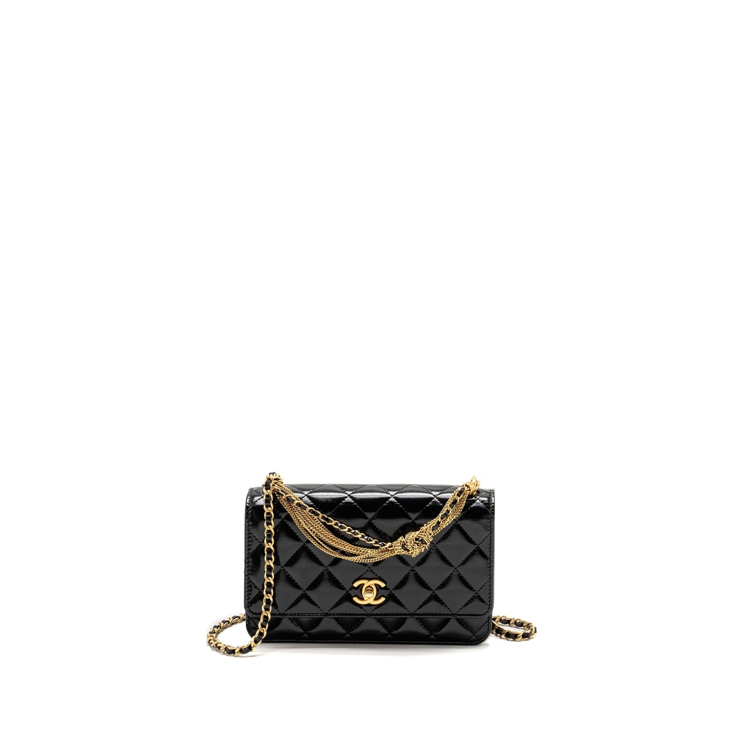Chanel 24A On Shiny Calfskin GHW Microchip Black Wallet Case