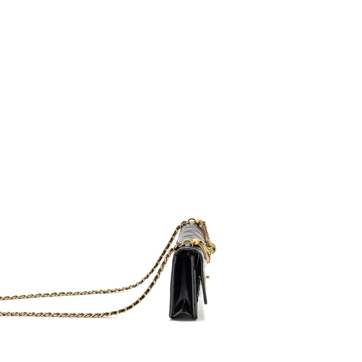 Chanel 24A On Shiny Calfskin GHW Microchip Black Wallet Case