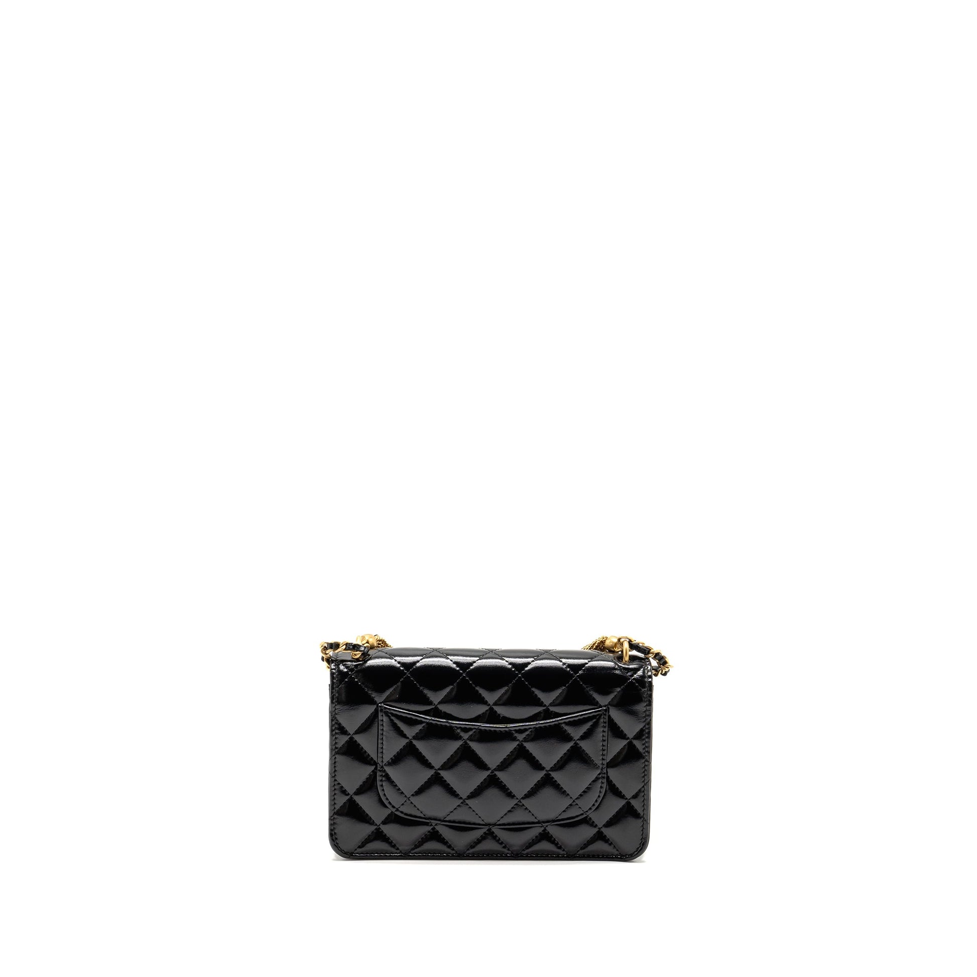 Chanel 24A On Shiny Calfskin GHW Microchip Black Wallet Case