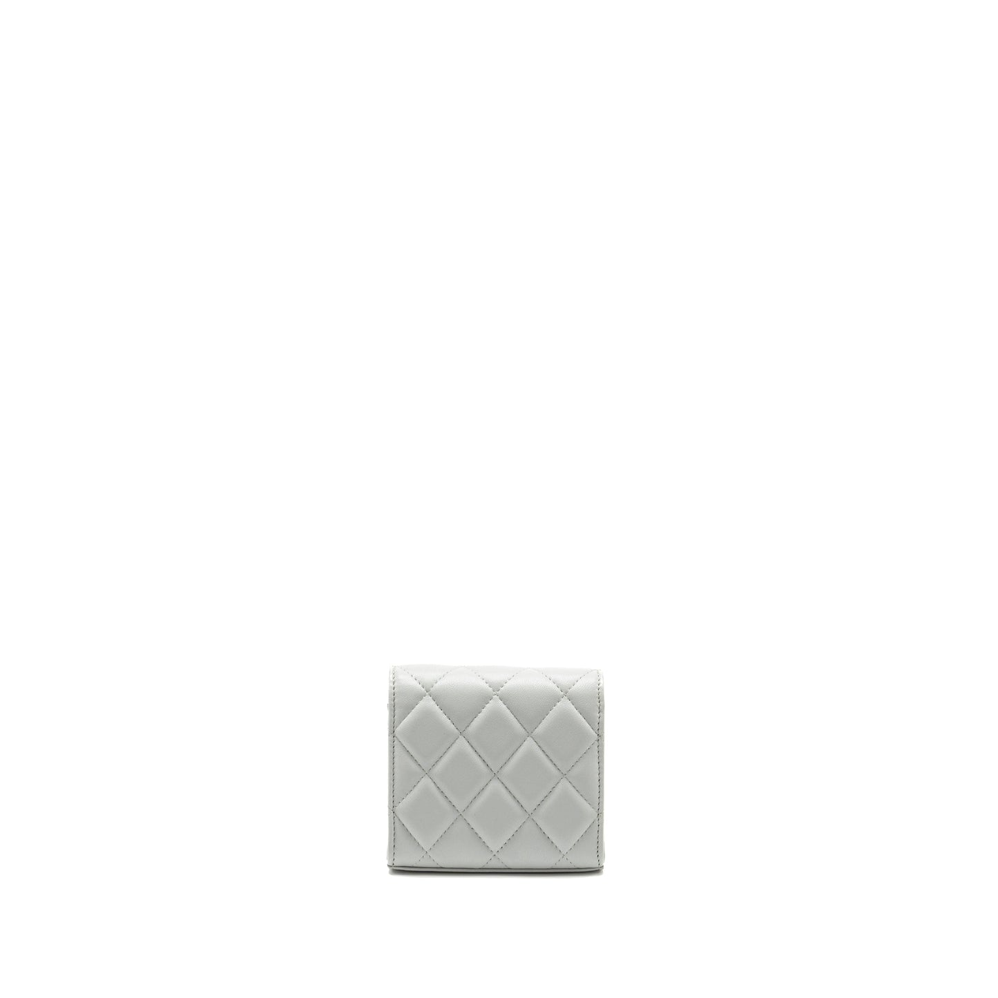 Chanel CC Enamel Heart Flap Lambskin Light Grey Clutch Bag