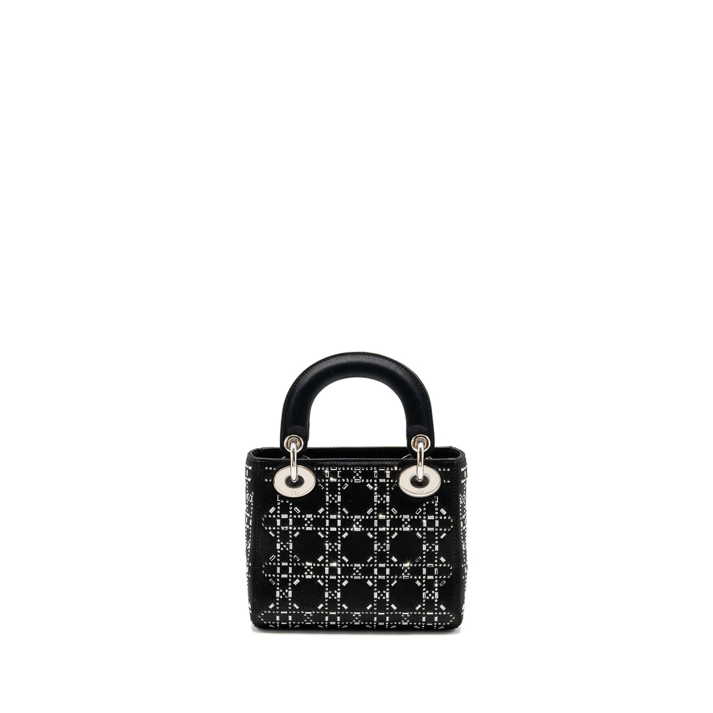 Dior Lady With Crystal Handbag Satin Black Travel Bag Black Handbag