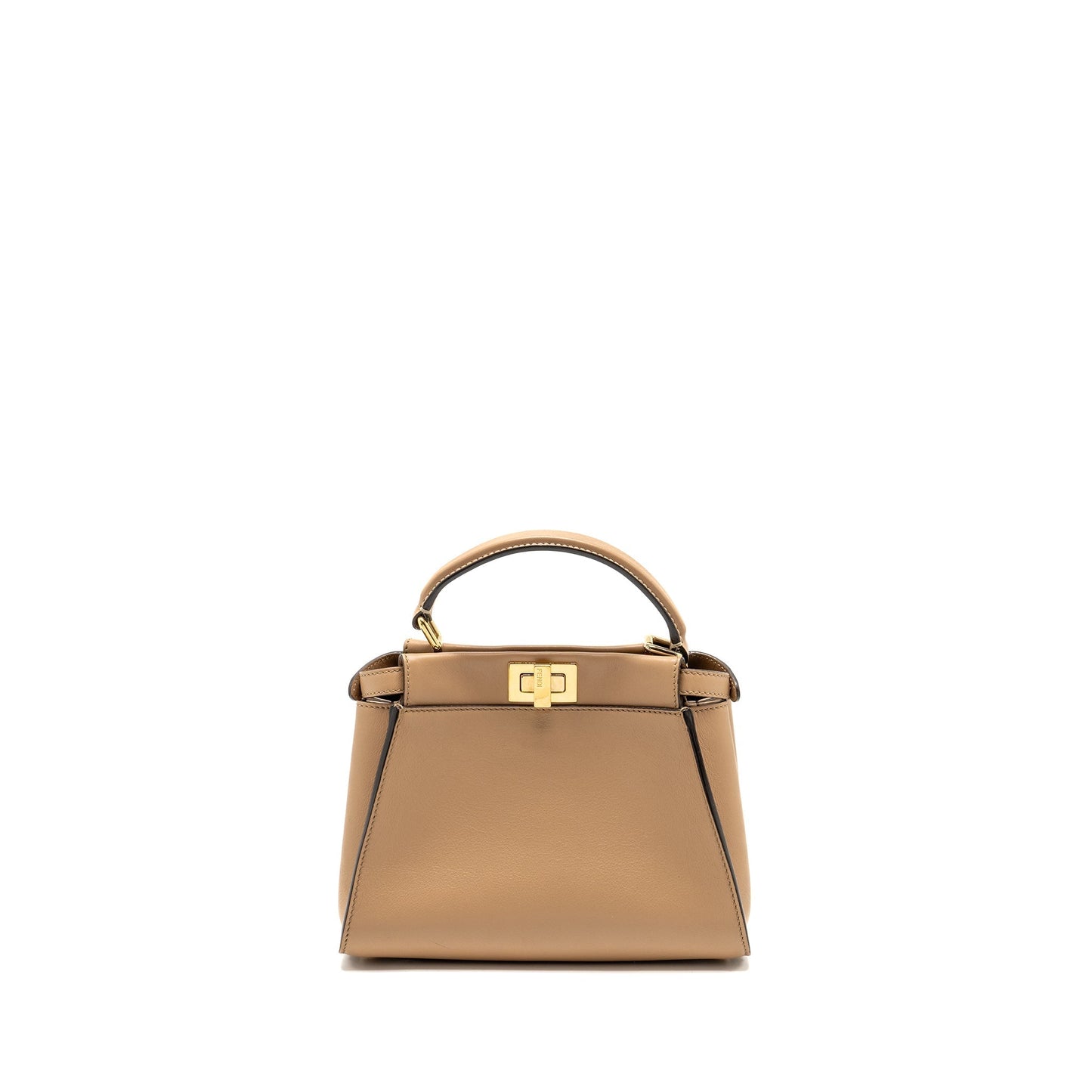 Fendi Peekaboo Calfskin Handbag Beige Mini Travel Bag