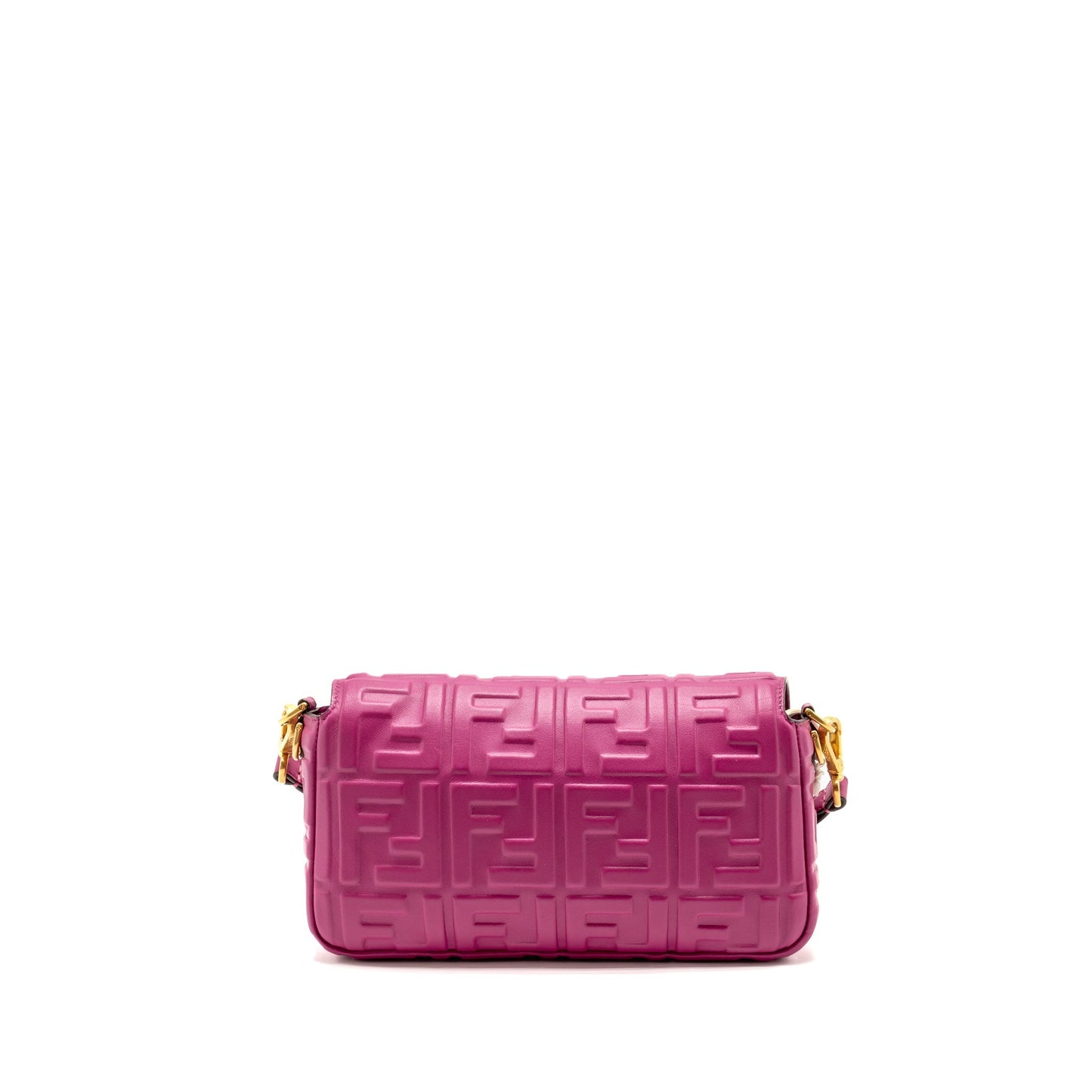 Fendi Baguette Purse Nappa Leather Pink Embossed Shoulder Bag