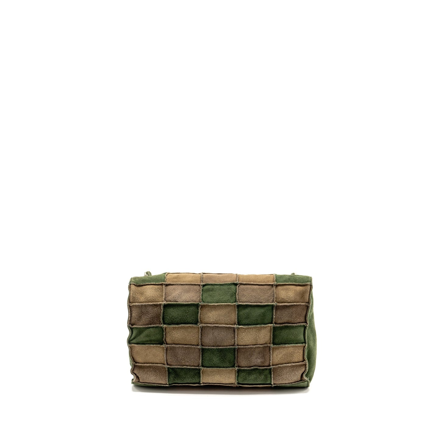 Chanel 2.55 Patchwork Single Flap Suede Dark Green Grey Shoulder Bag
