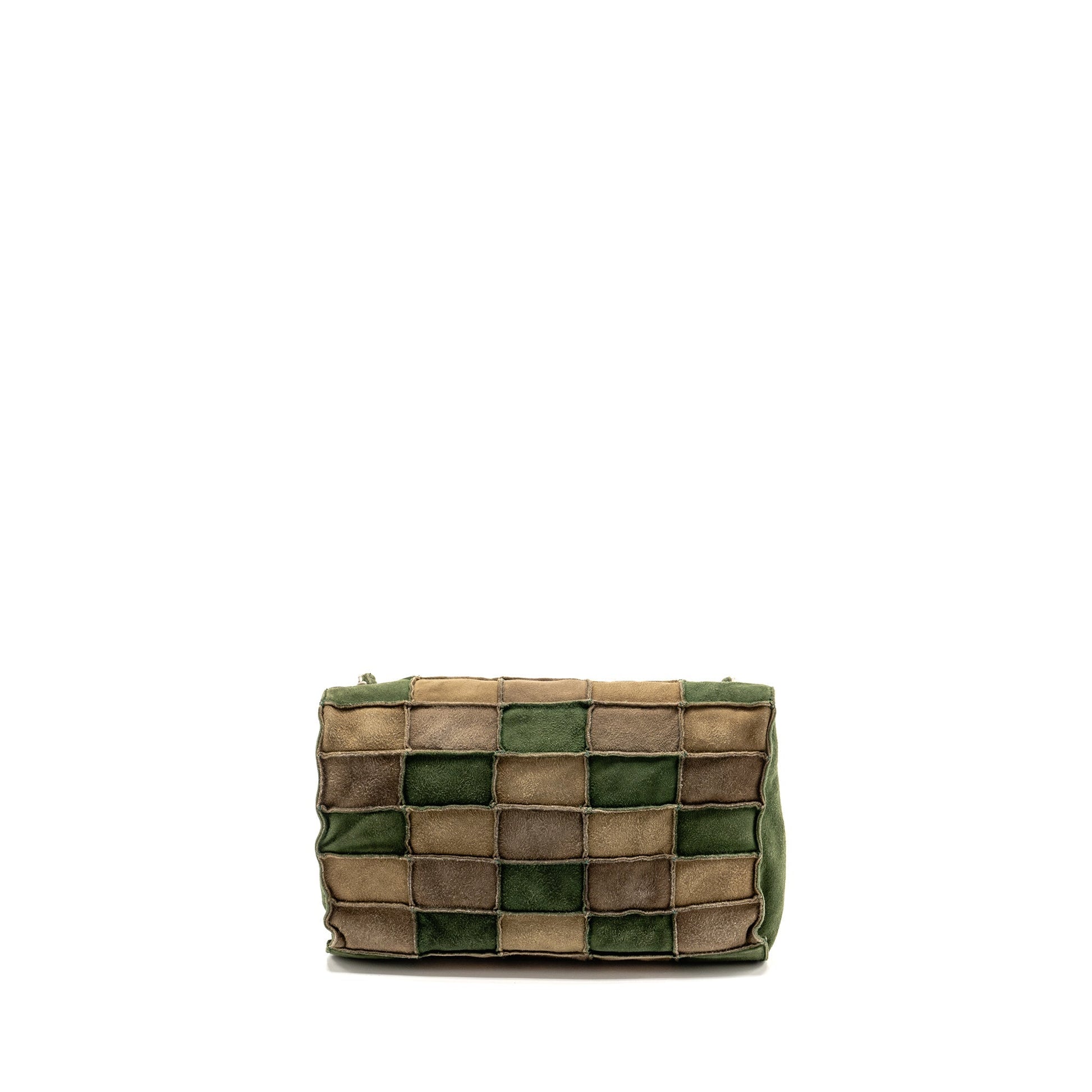 Chanel 2.55 Patchwork Single Flap Suede Dark Green Grey Shoulder Bag