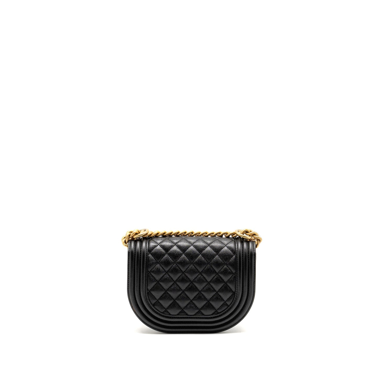 Chanel 22A Round Boy Messenger Caviar GHW Black Messenger Bag