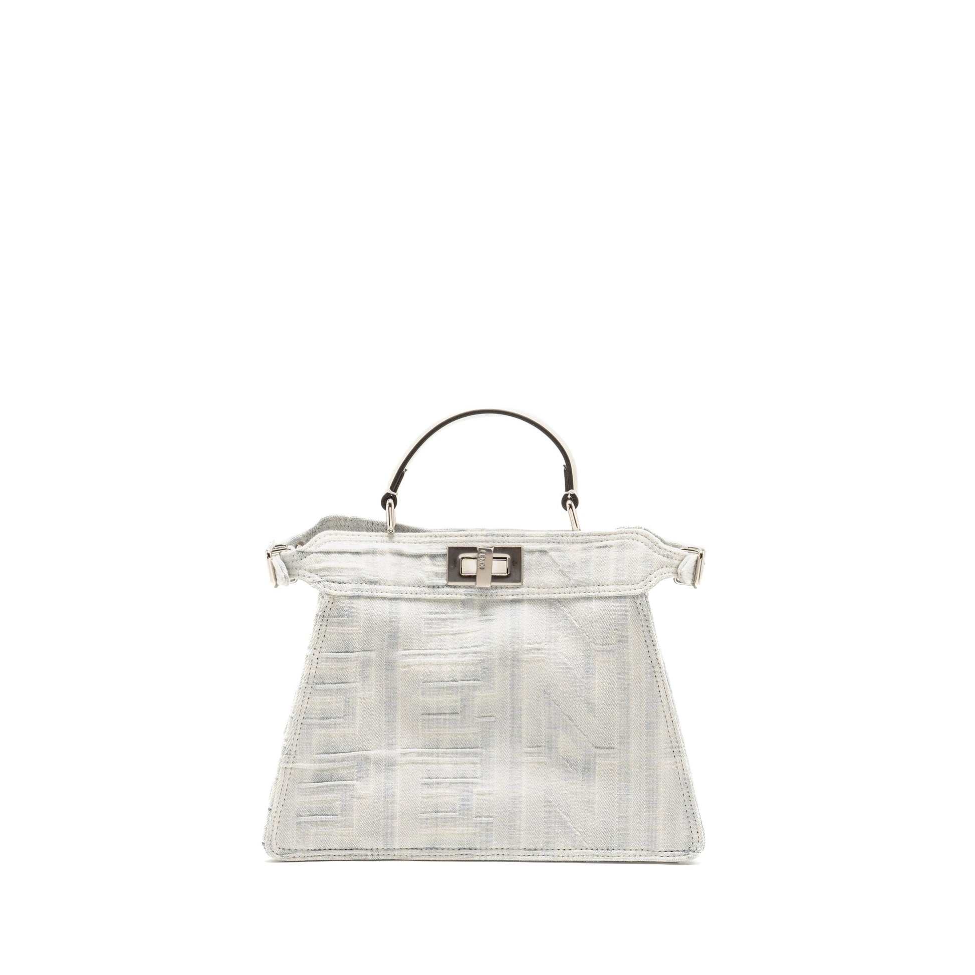 Fendi Peekaboo Iseeu Handbag Denim White Medium Travel Bag